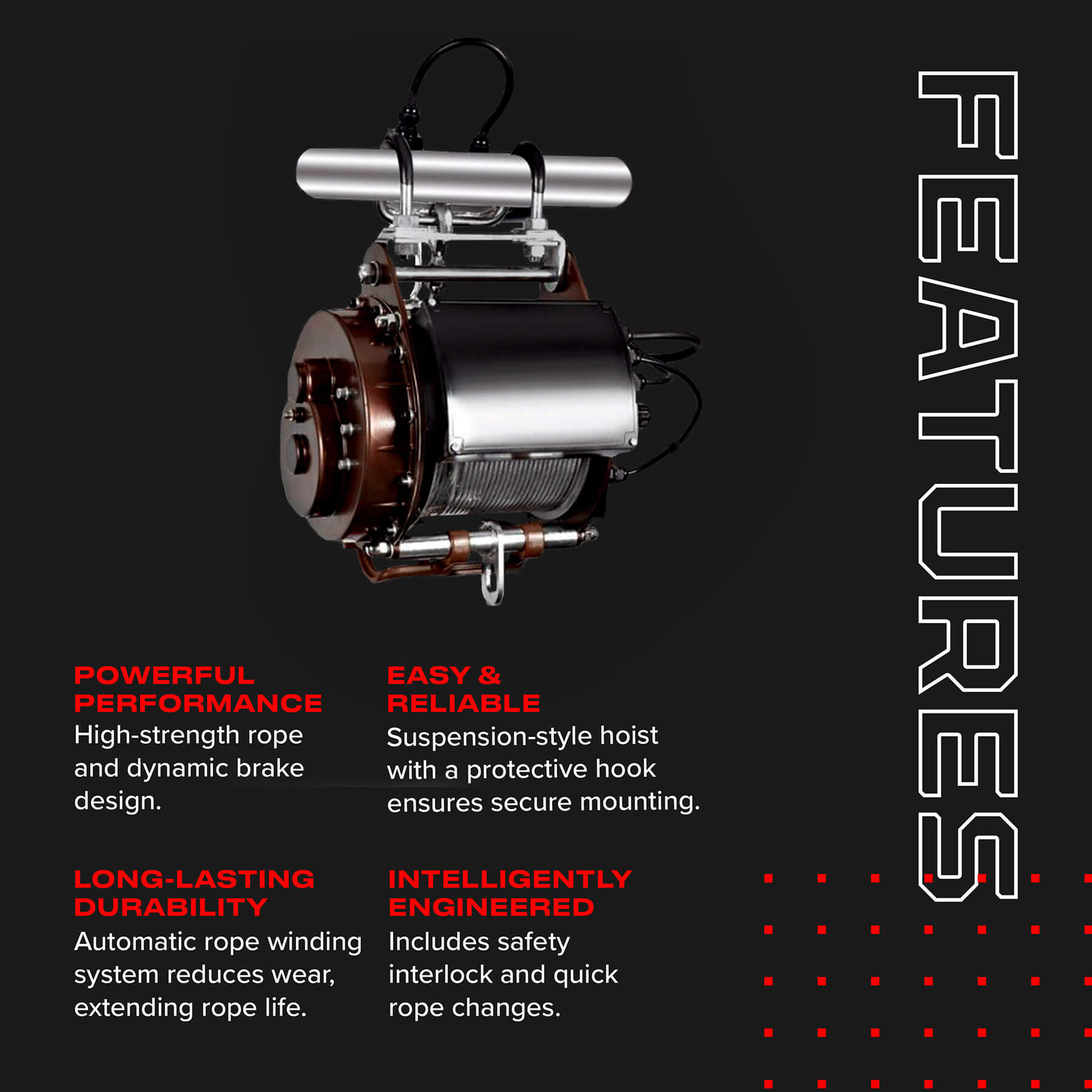 Treuil d'échafaudage Warrior 500 kg - Télécommande pendante 240 V