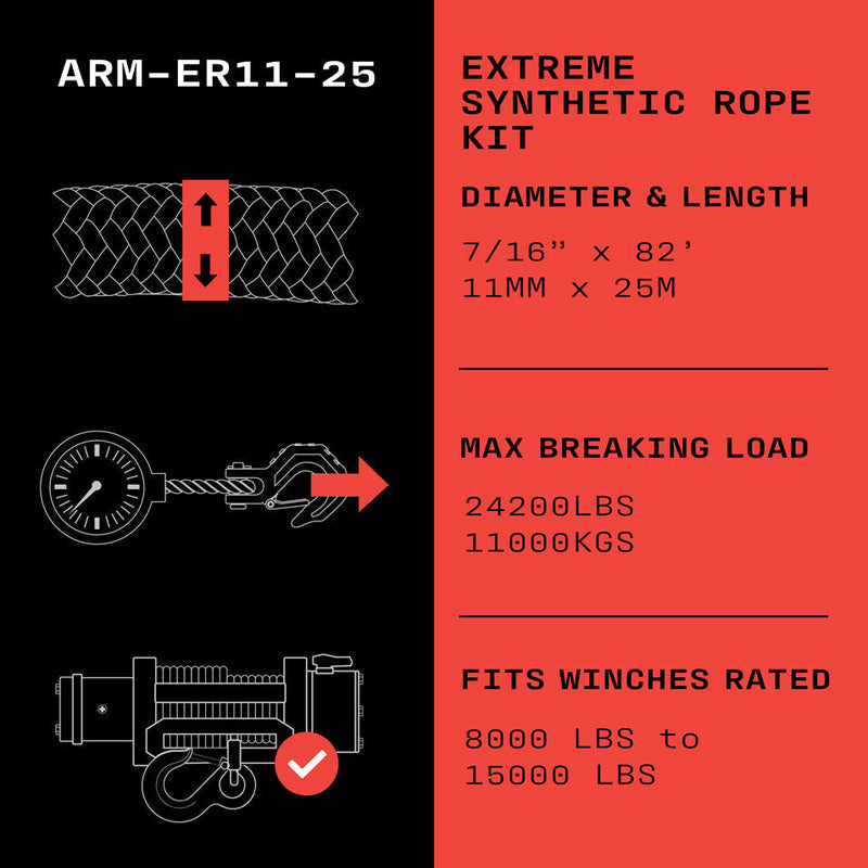 Corde synthétique Armortek Extreme 11 mm x 25 m - MBL 11 000 kg