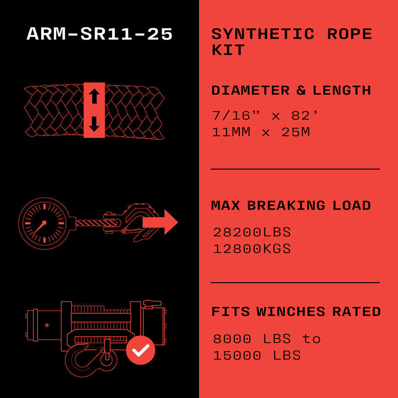 Corde synthétique Armortek 11 mm x 25 m - MBL 12 800 kg