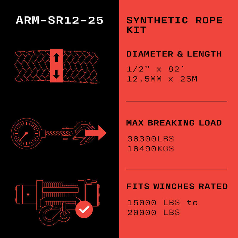 Corde synthétique Armortek 12,5 mm x 25 m - MBL 16 490 kg