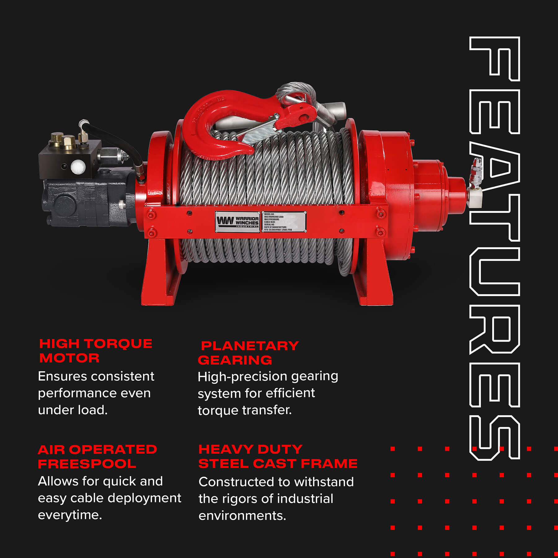 Treuil hydraulique industriel JR de 10 tonnes