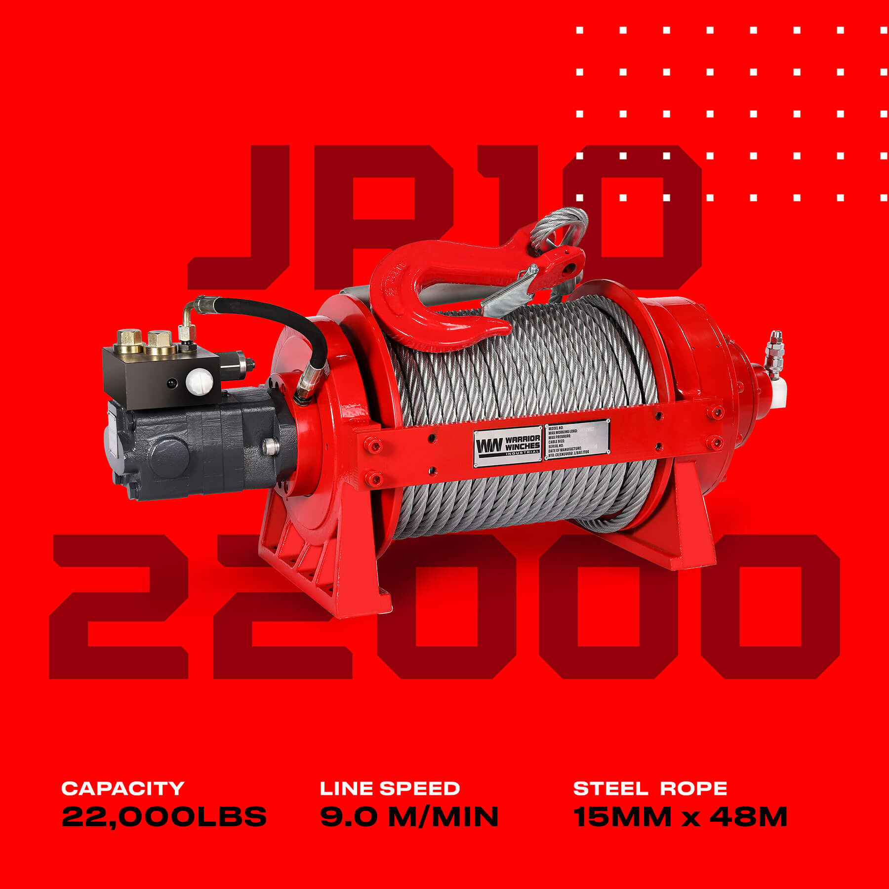 Treuil hydraulique industriel JR de 10 tonnes