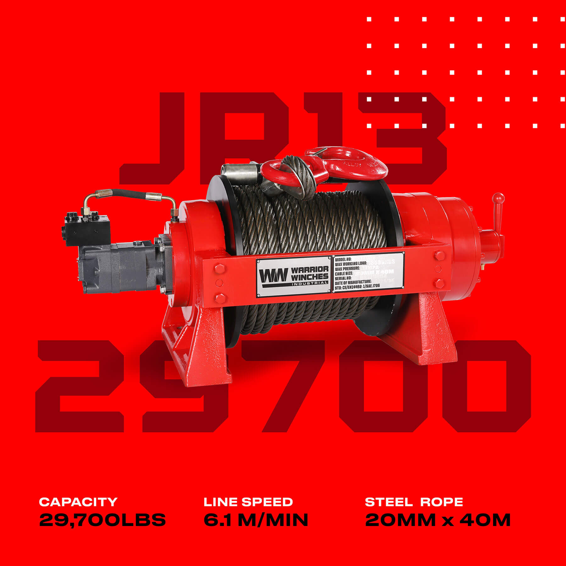 Treuil hydraulique industriel JR 13 tonnes