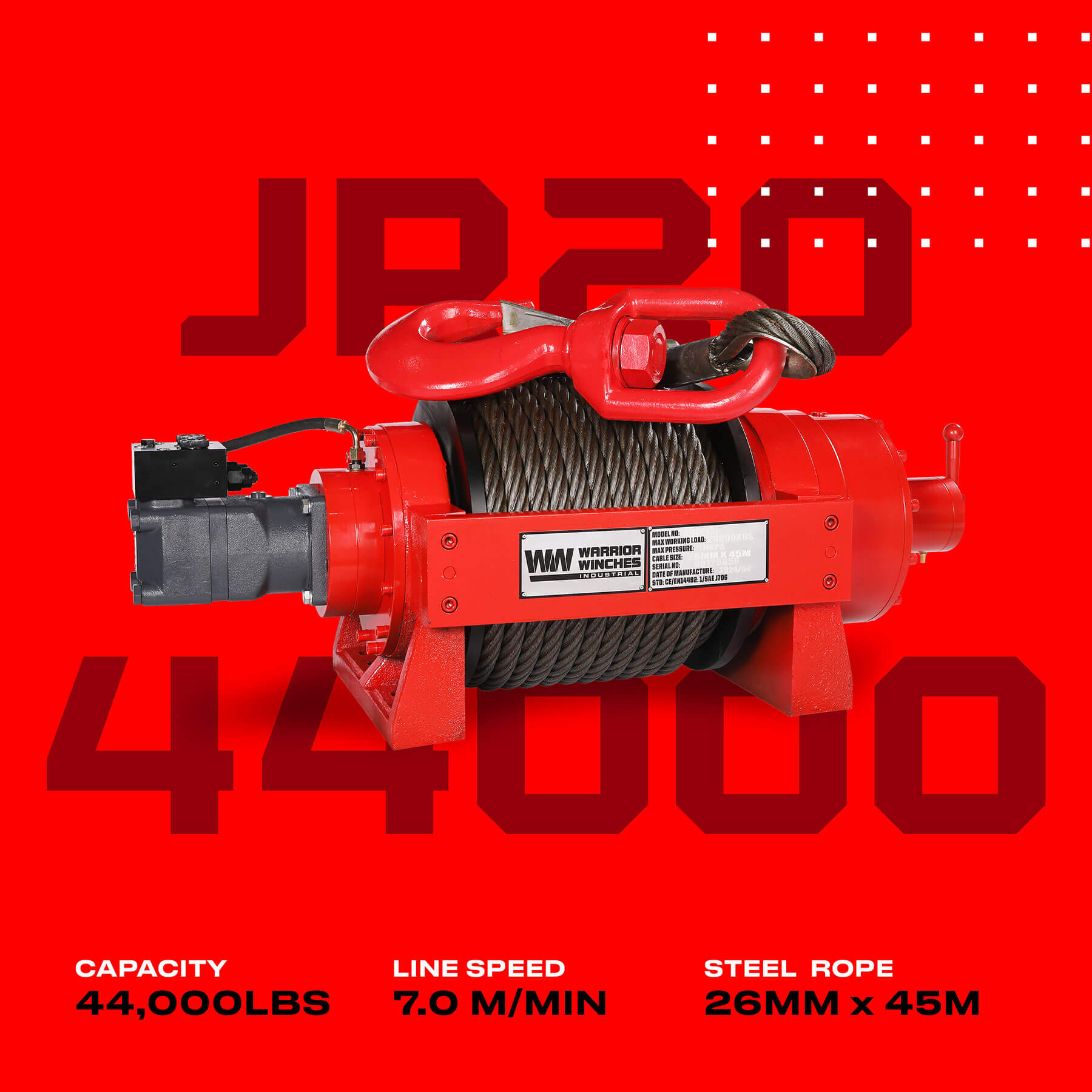 Treuil hydraulique industriel JR 20 tonnes