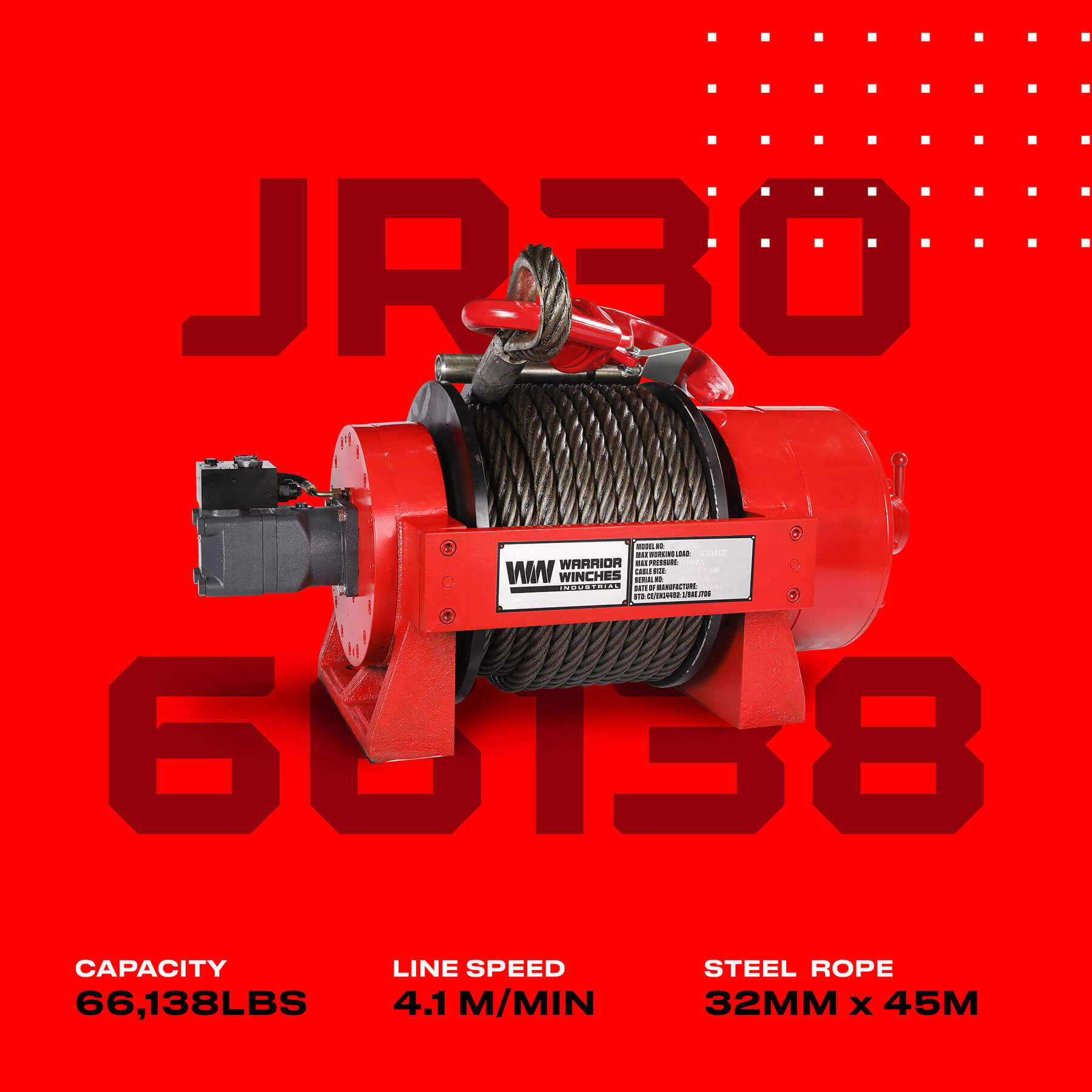 Treuil hydraulique industriel JR 30 tonnes