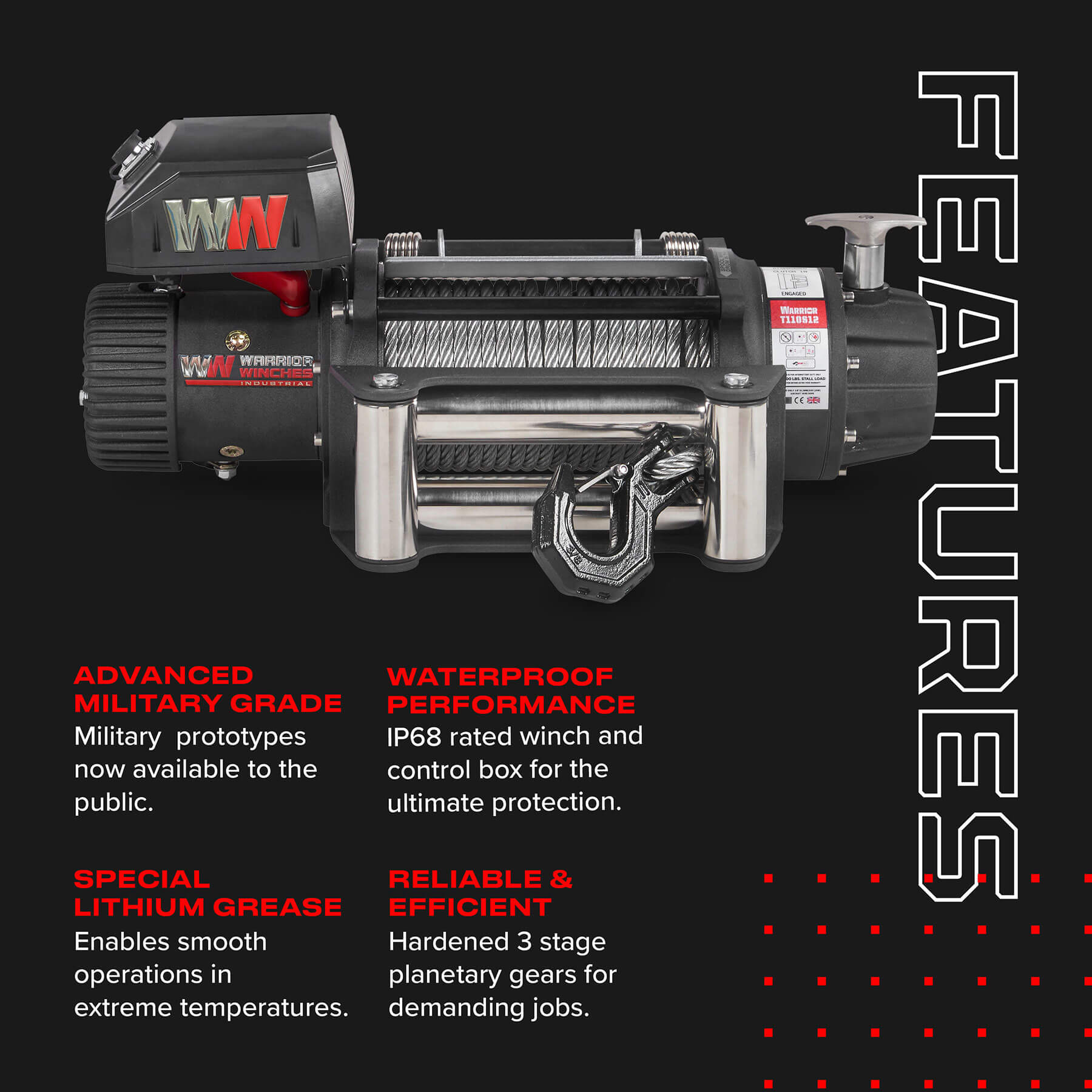 Treuil électrique T1000 10000 - Câble en acier 12 V