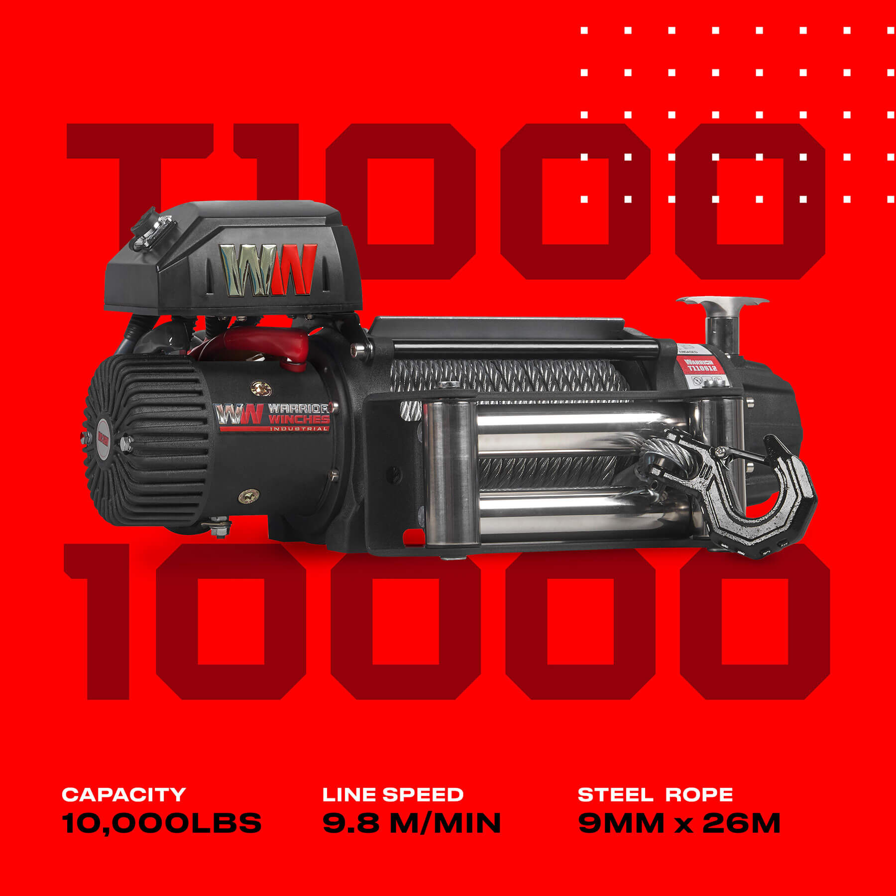 Treuil électrique T1000 10000 - Câble en acier 12 V