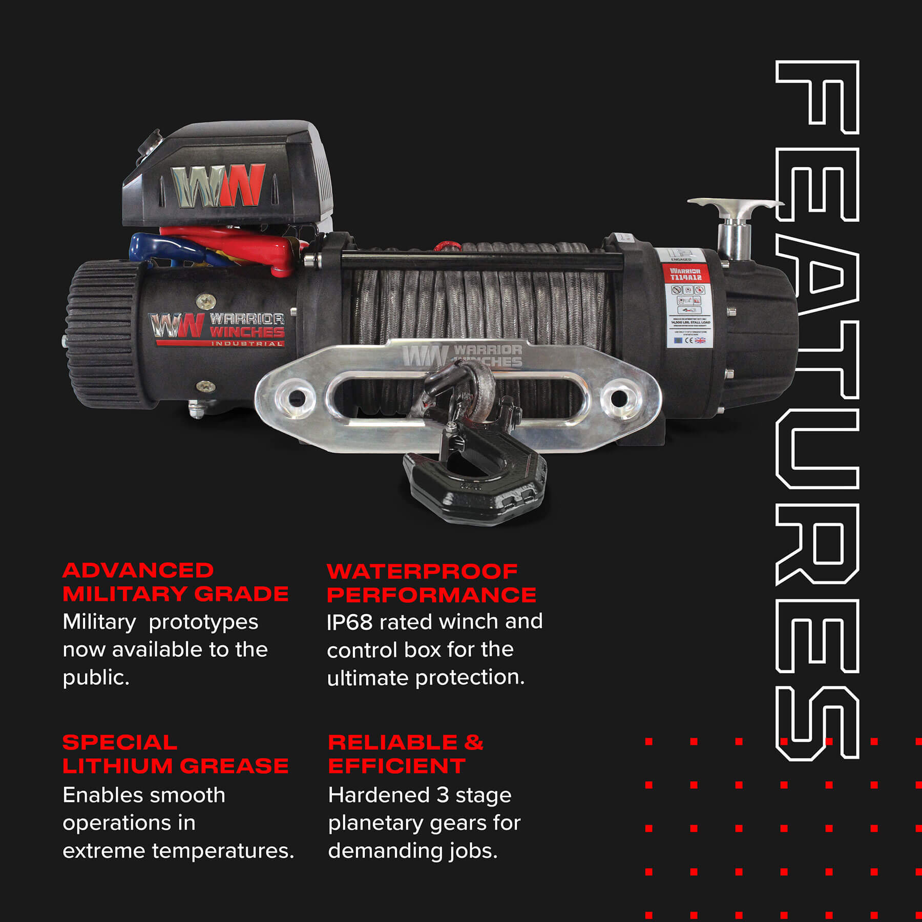 Treuil électrique T1000 14500 - Corde synthétique 24 V