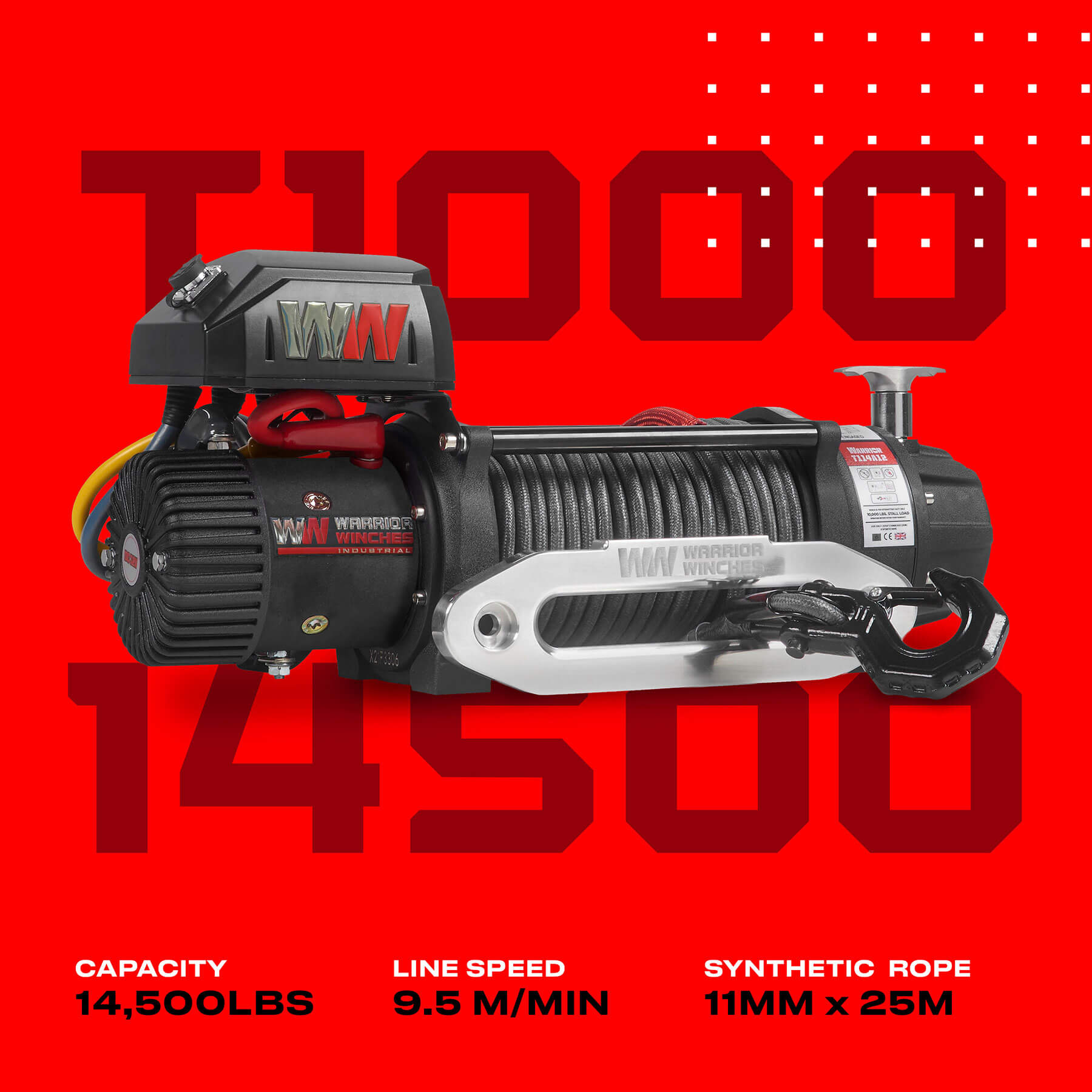 Treuil électrique T1000 14500 - Corde synthétique 24 V