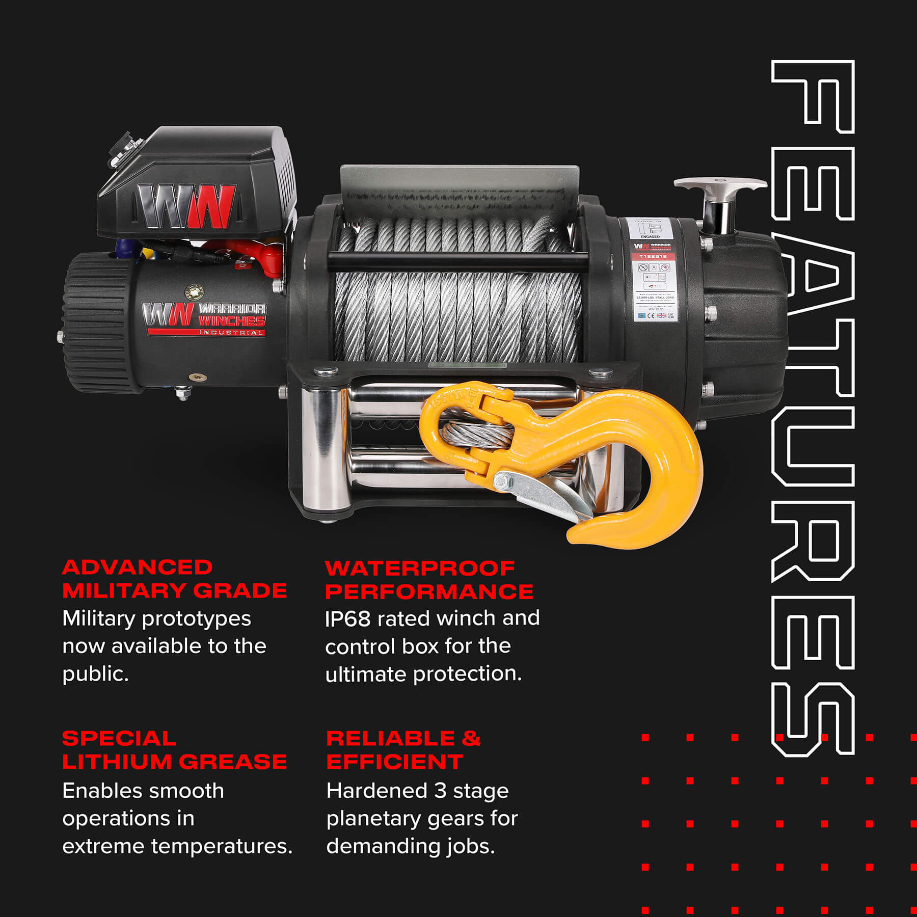 Treuil électrique T1000 22000 - Câble en acier 24 V