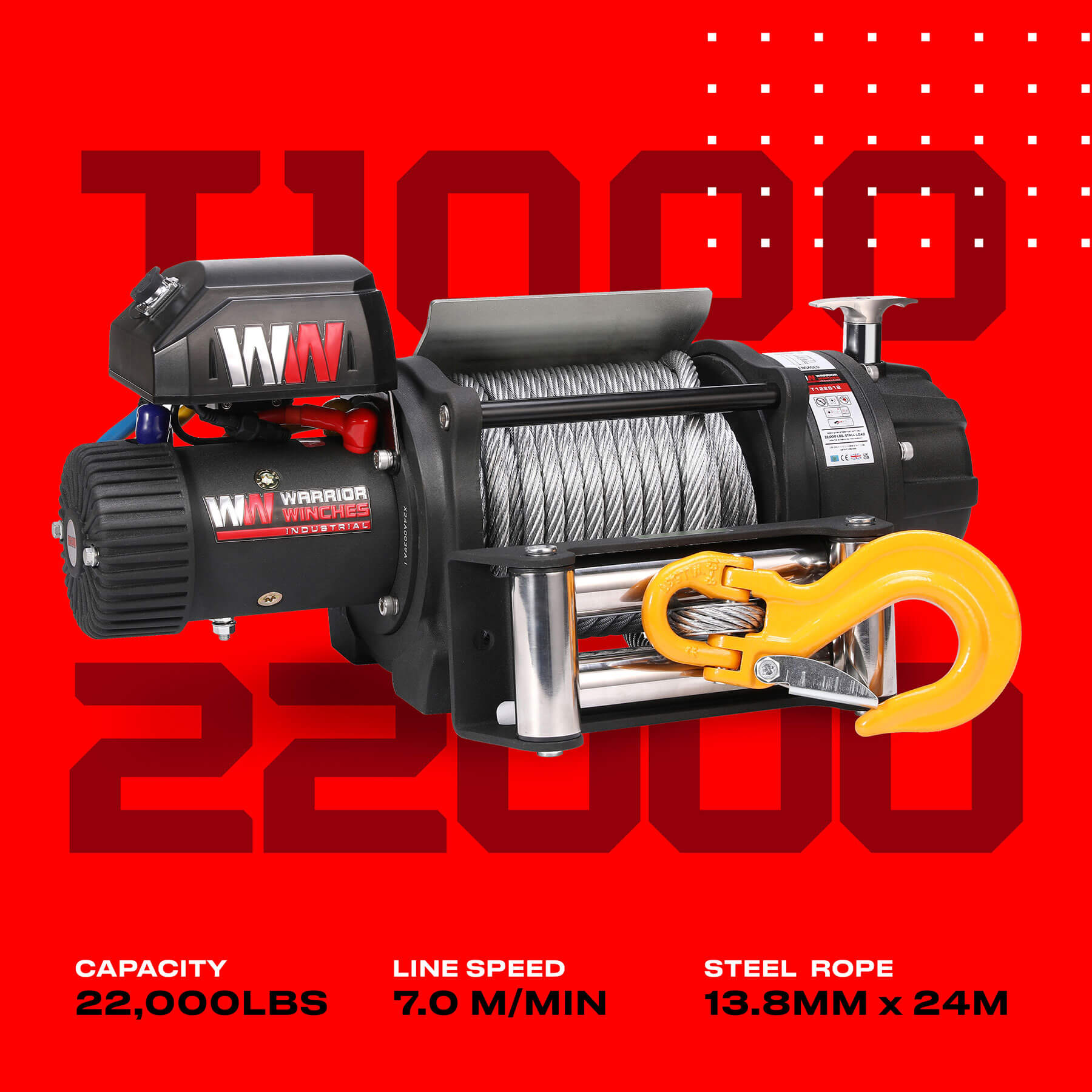 Treuil électrique T1000 22000 - Câble en acier 24 V