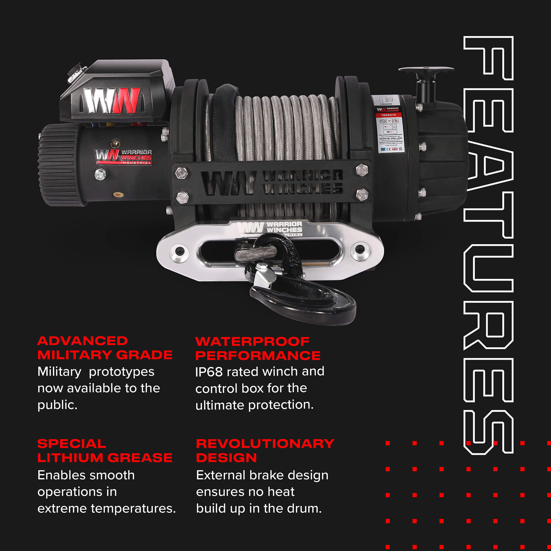 Treuil électrique T1000 25000 - Câble synthétique 12 V