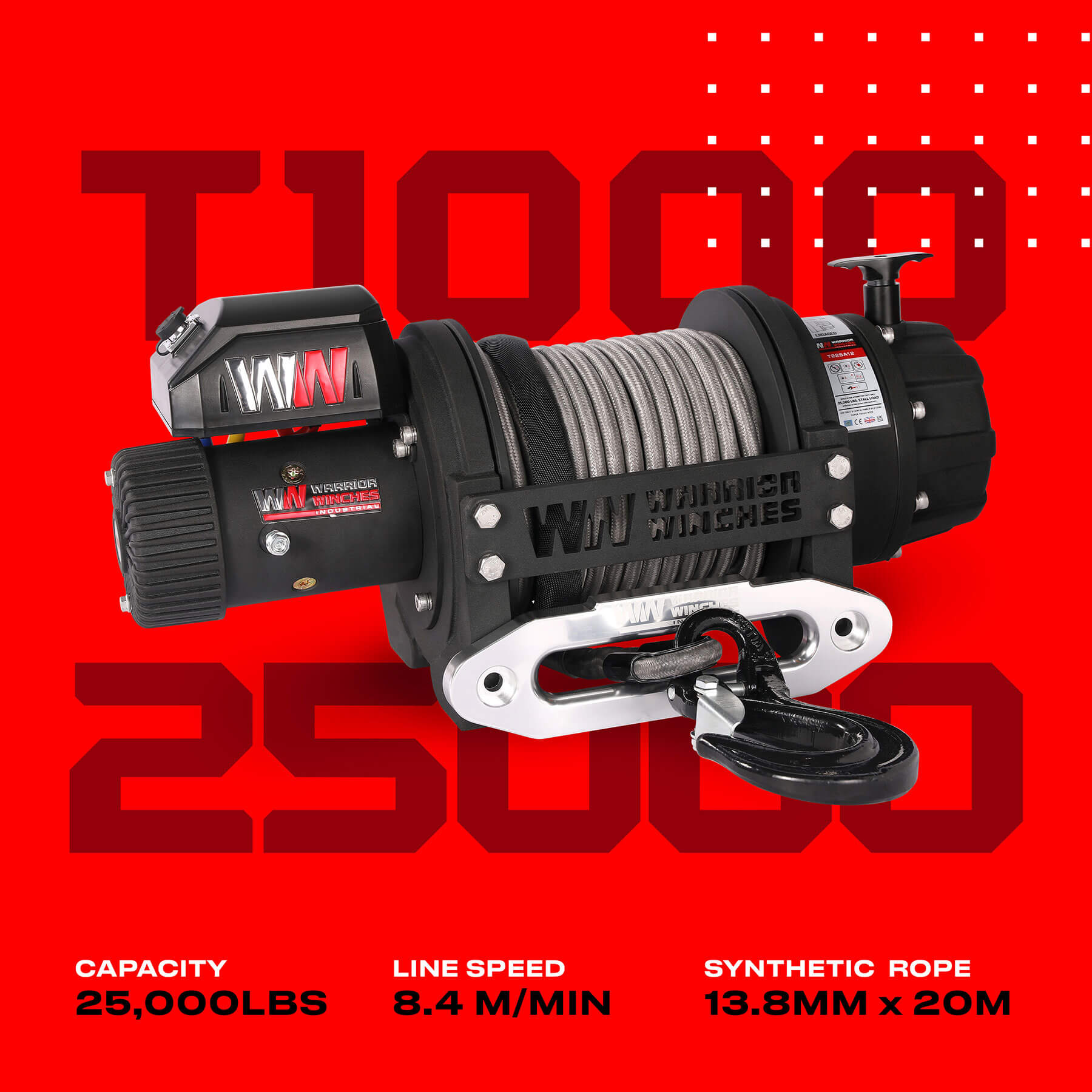 Treuil électrique T1000 25000 - Câble synthétique 12 V