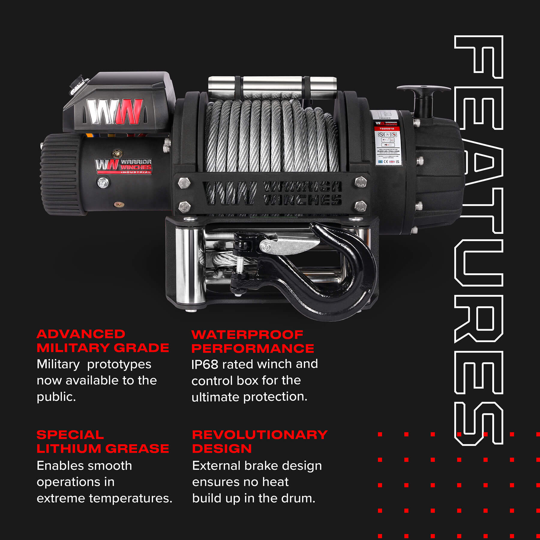 Treuil électrique T1000 25000 - Câble en acier 12 V