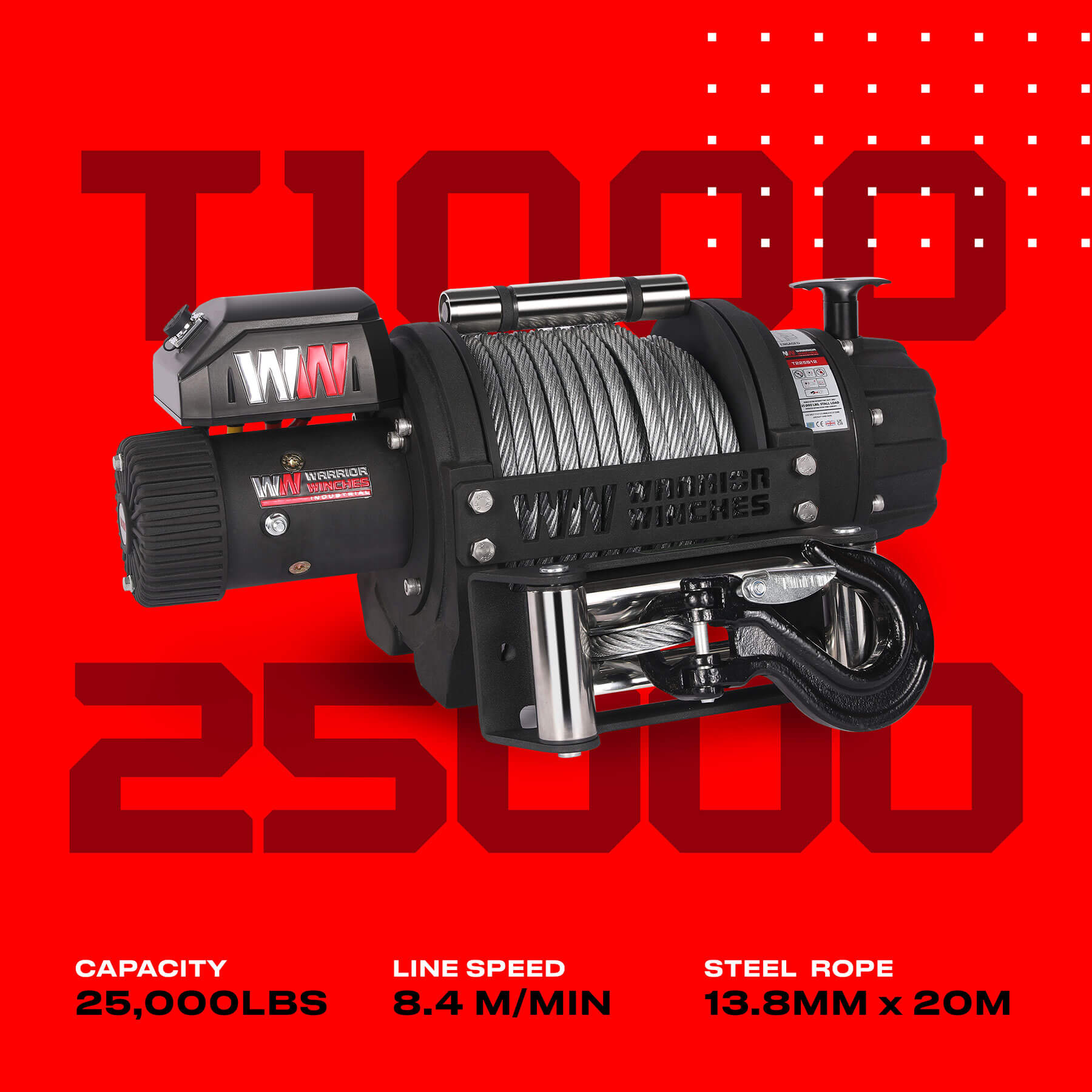Treuil électrique T1000 25000 - Câble en acier 12 V