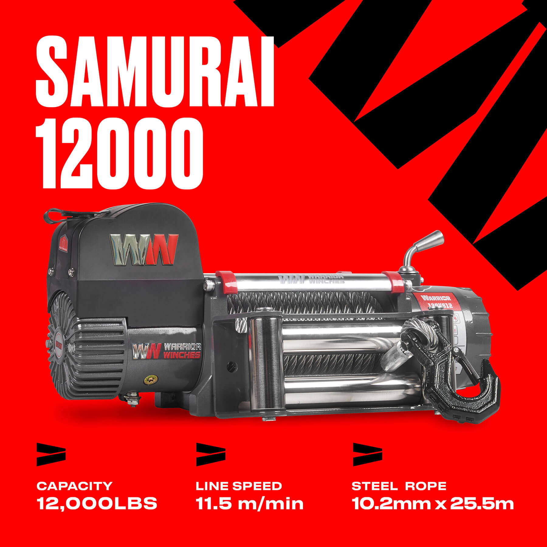 Treuil électrique Samurai 12000 - Câble en acier 24 V