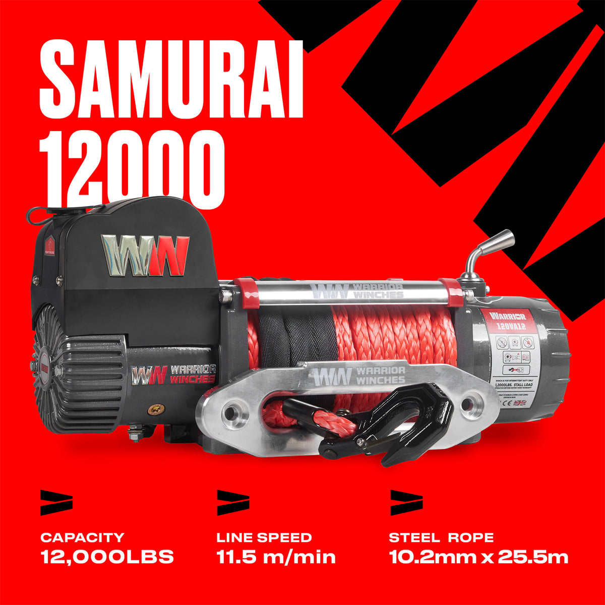 Treuil électrique Samurai 12000 - Corde synthétique 12 V
