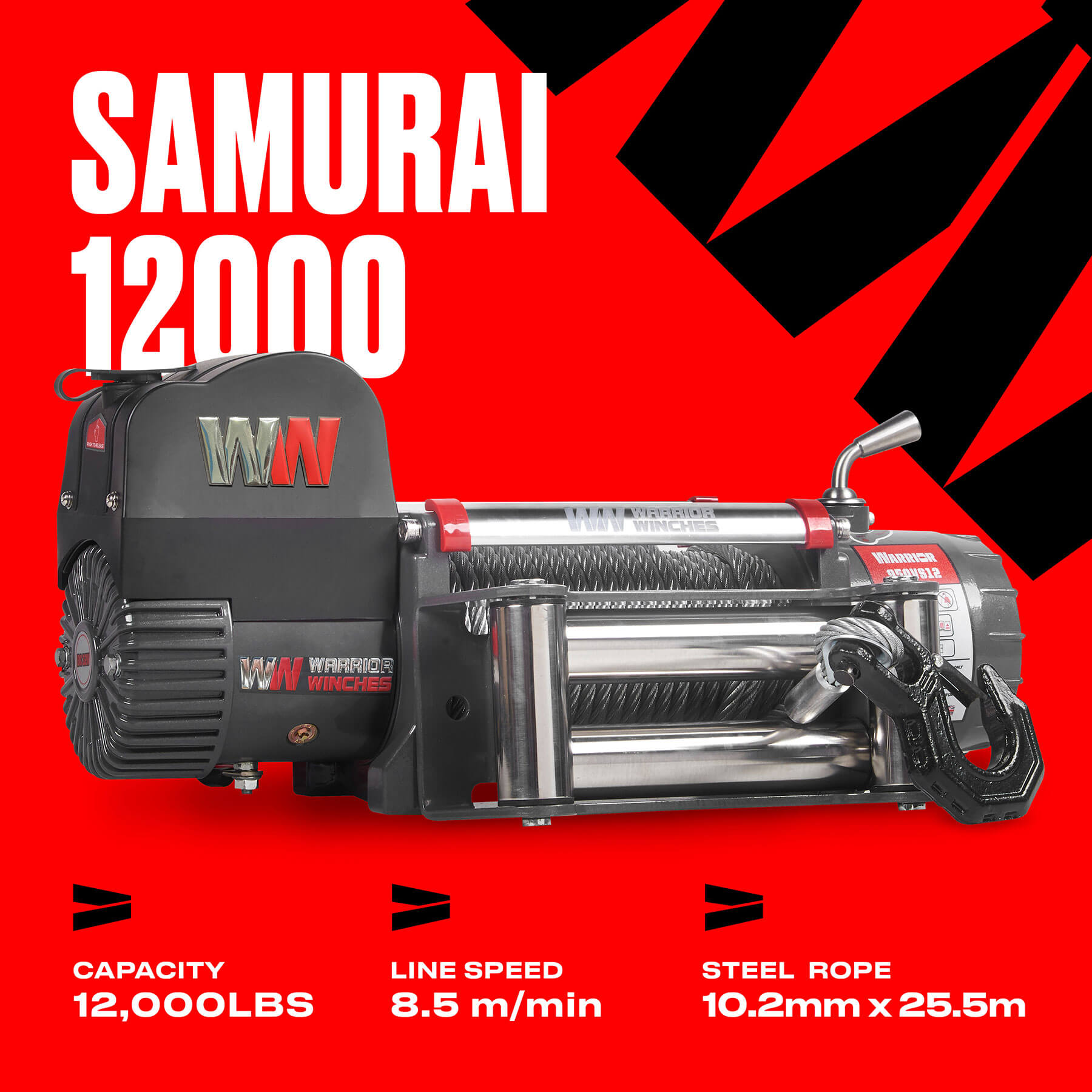 Treuil électrique Samurai 12000 - Câble en acier 12 V