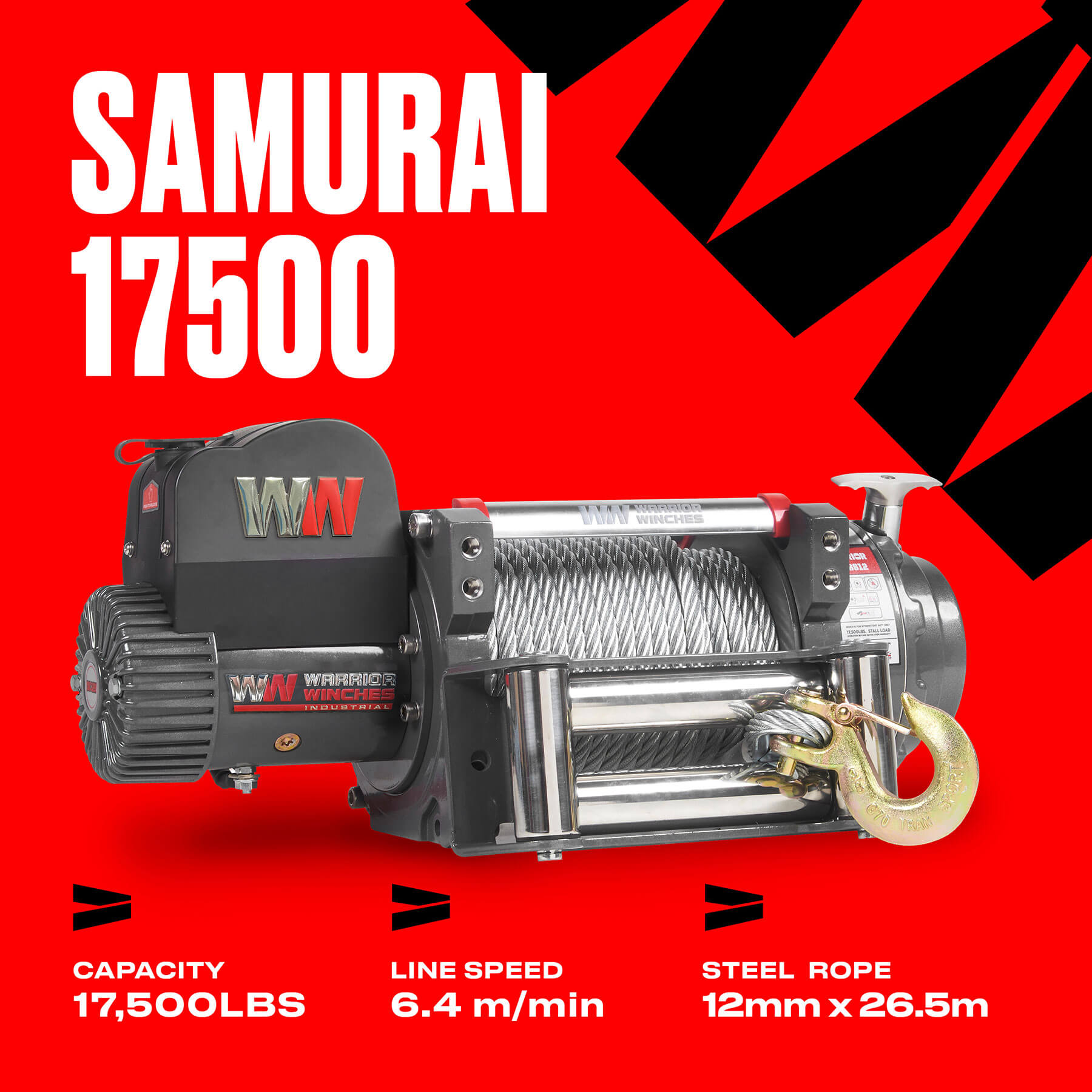 Treuil électrique Samurai 17500 - Câble en acier 24 V