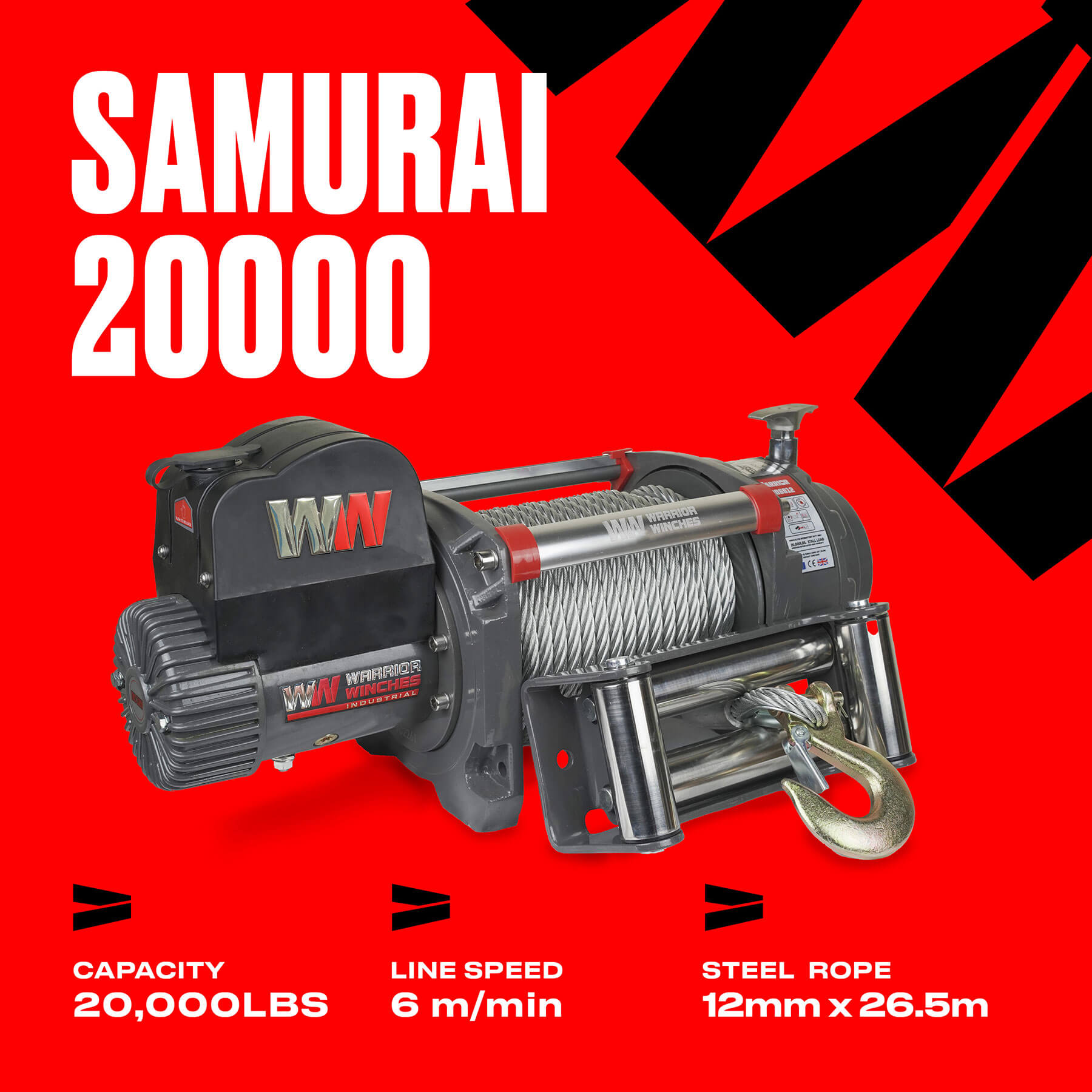 Treuil électrique Samurai 20000 - Câble en acier 24 V