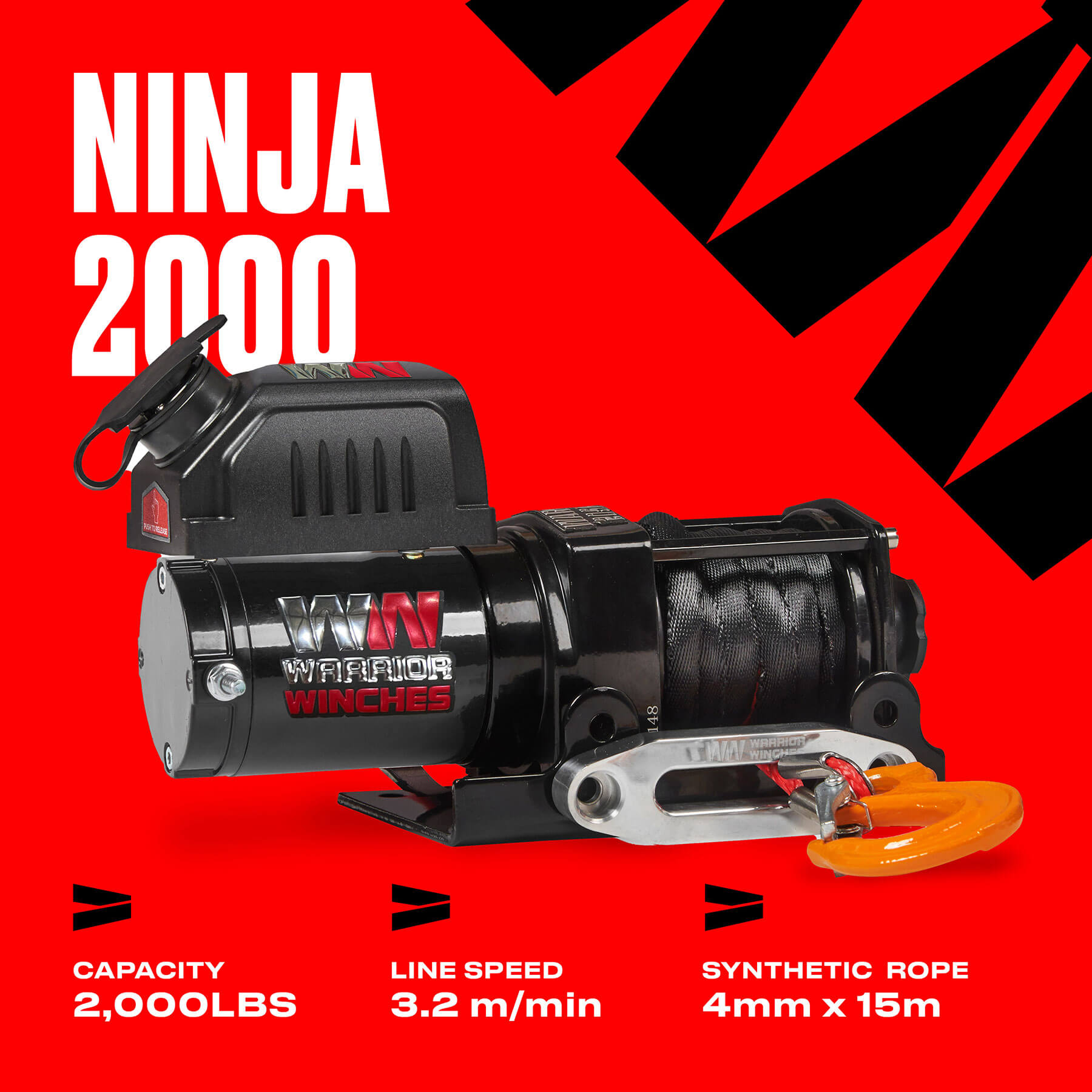 Treuil électrique Ninja 2000 - Corde synthétique 12 V