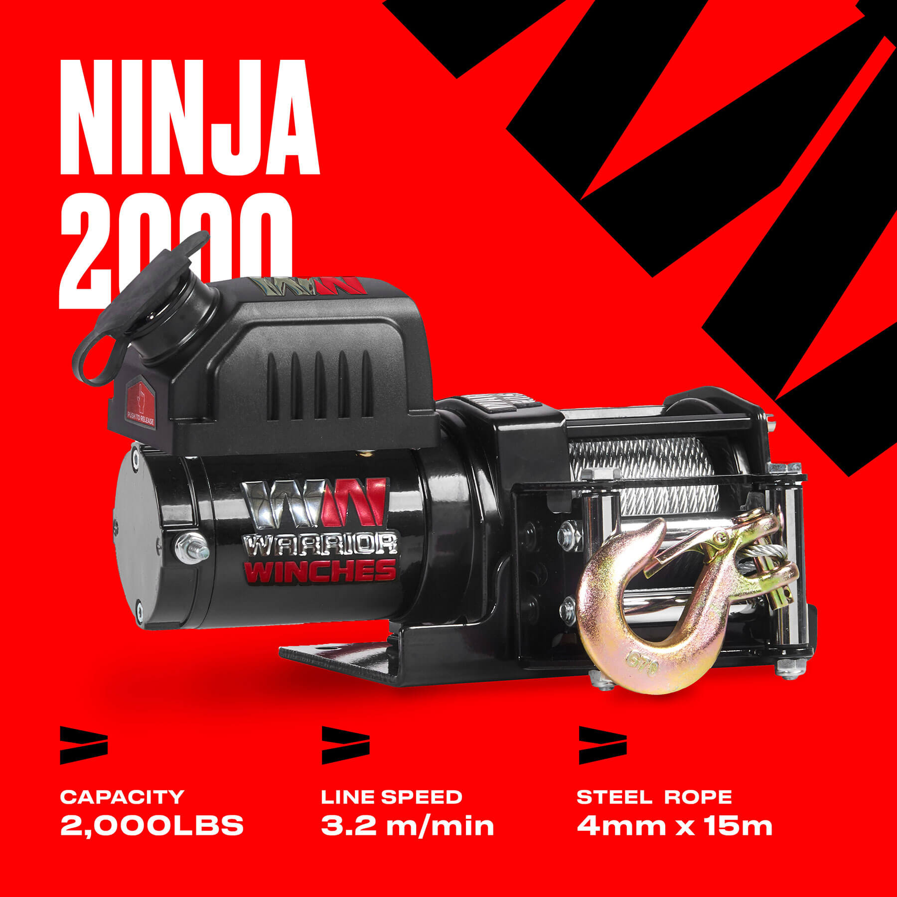 Treuil électrique Ninja 2000 - Câble en acier 12 V