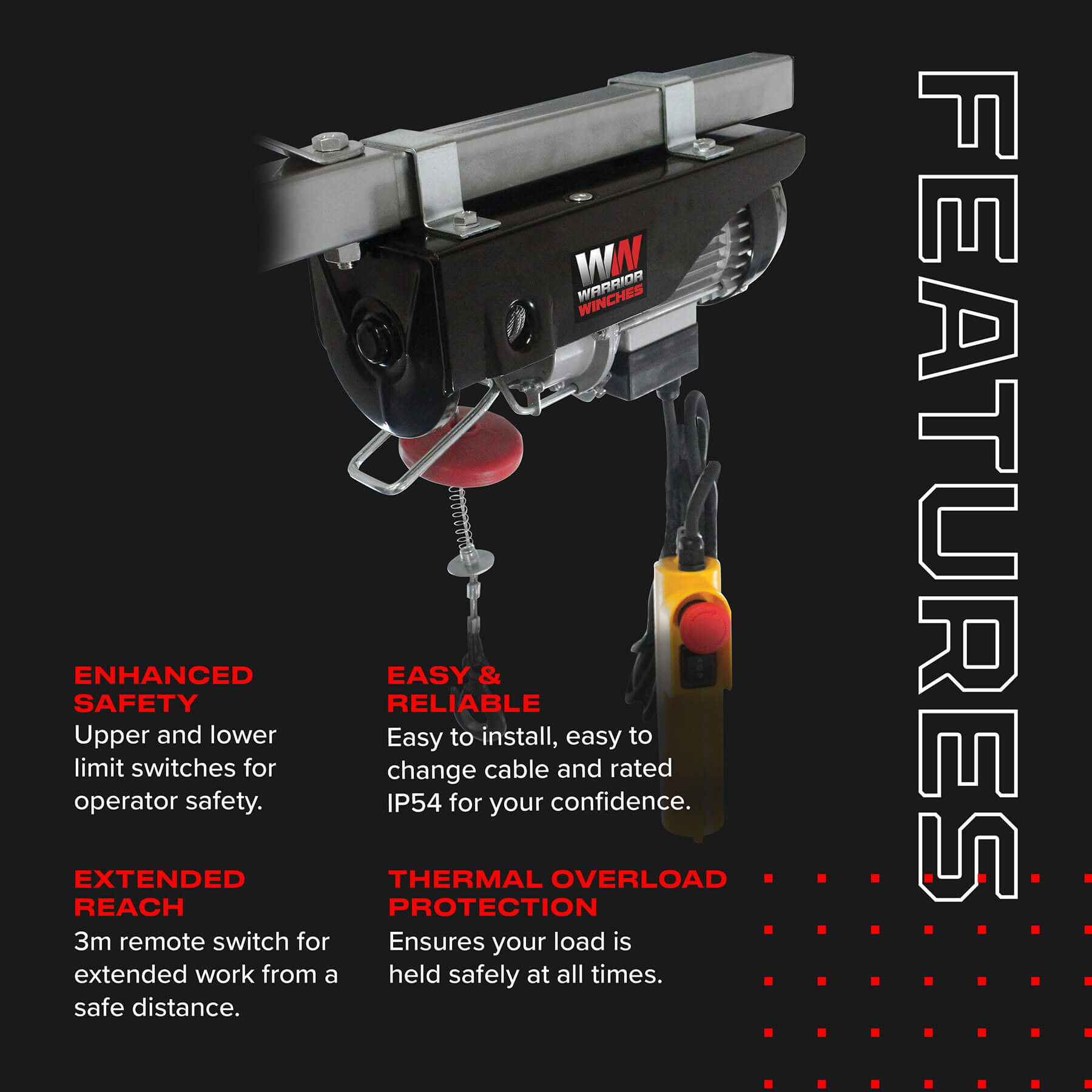 Palan électrique Warrior 250 kg - 240 V
