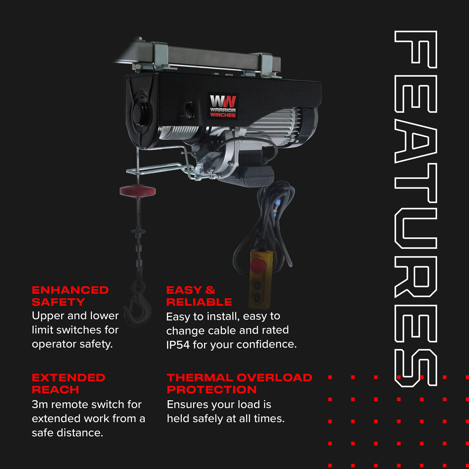 Palan électrique Warrior 1000 kg - 240 V