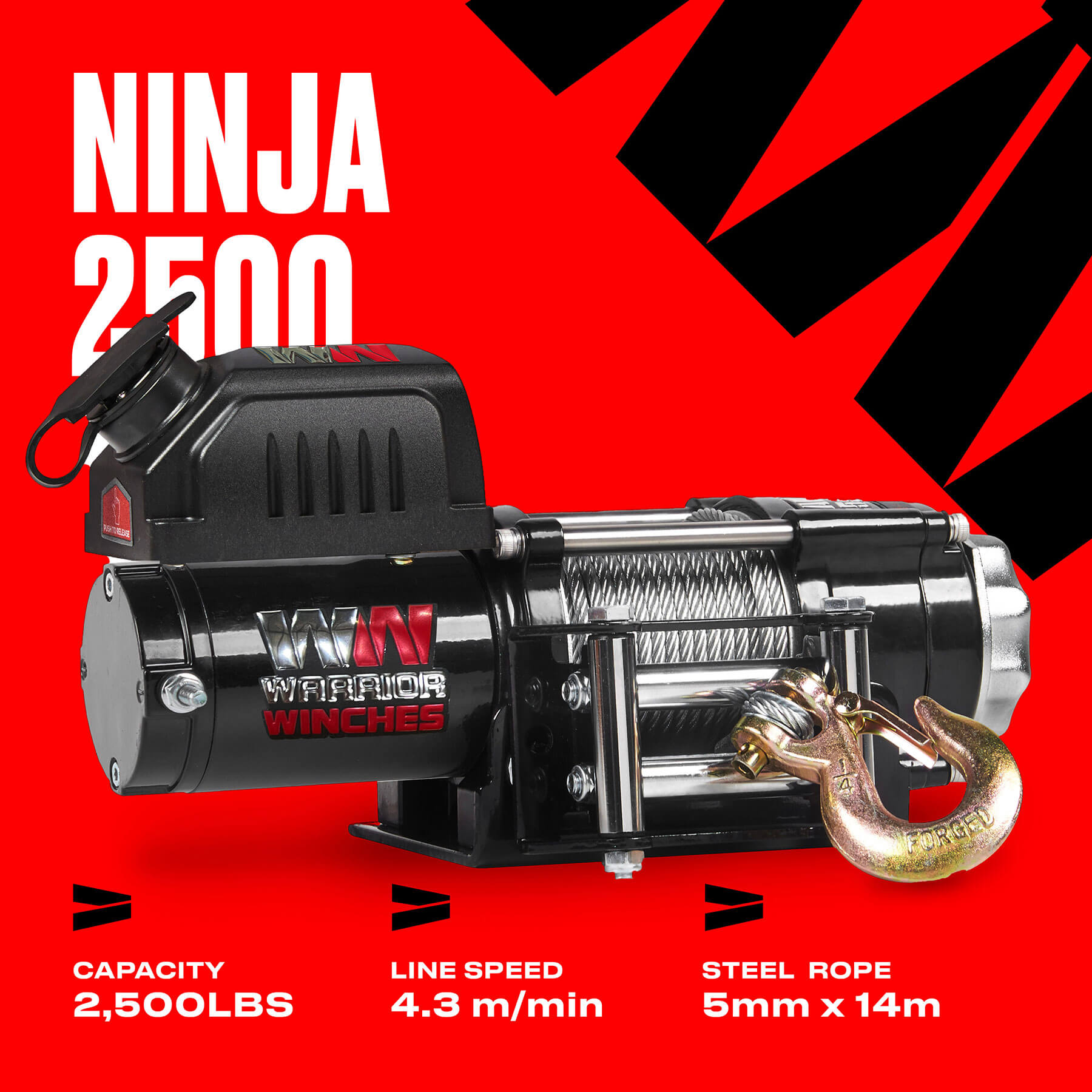 Treuil électrique Ninja 2500 - Câble en acier 12 V