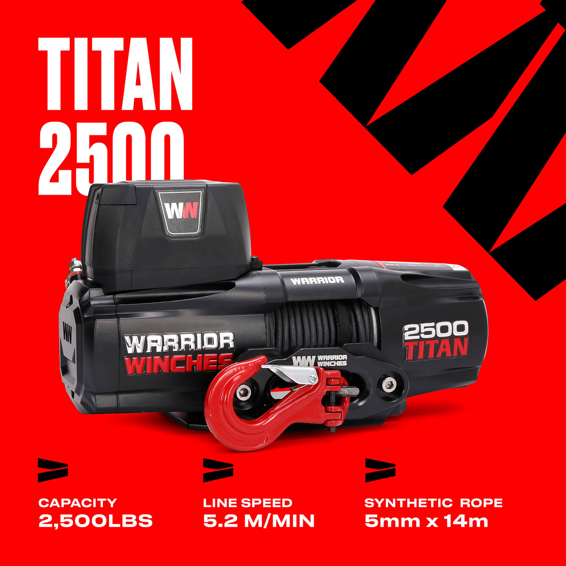 Treuil électrique Titan 2500 - Câble synthétique 12 V