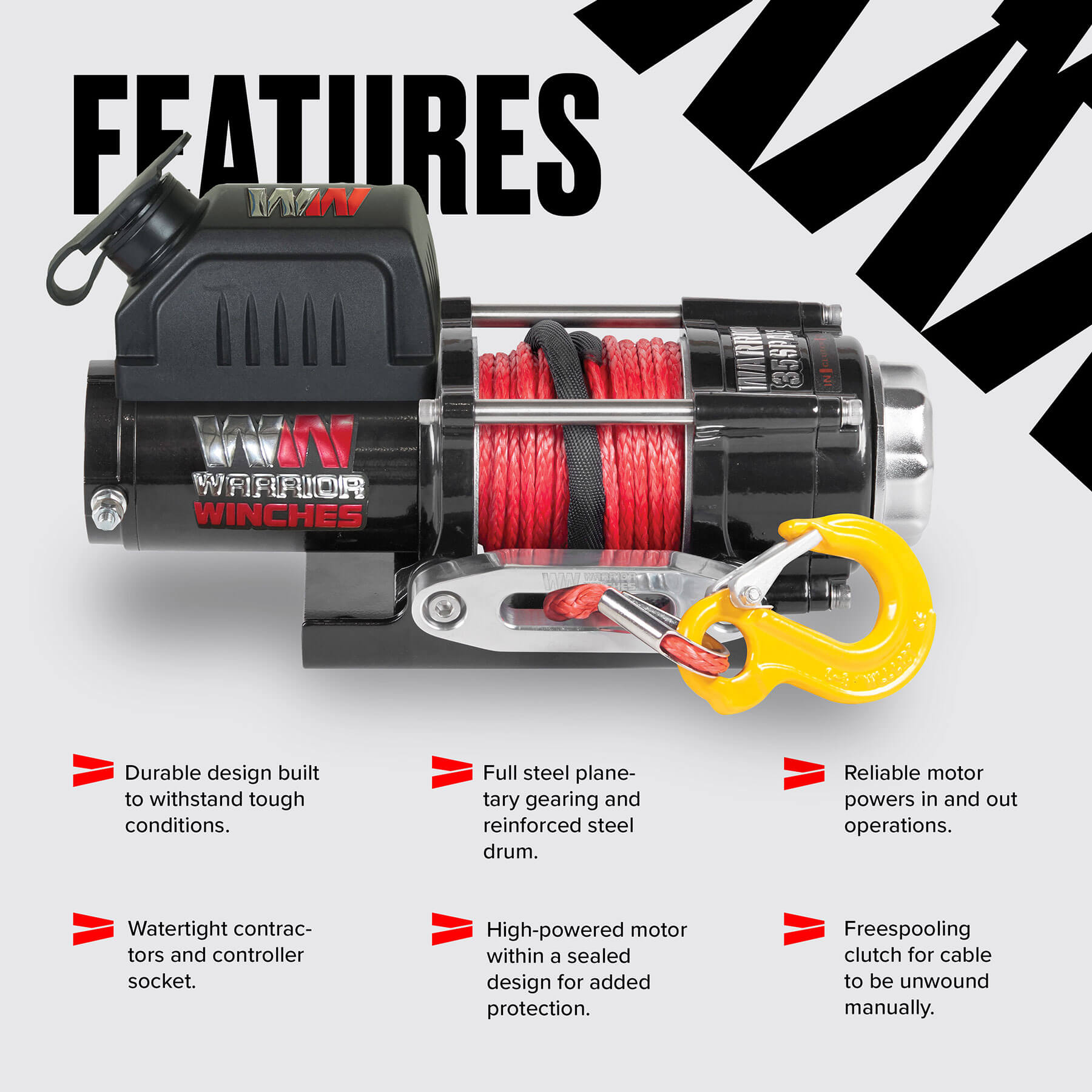 Treuil électrique Ninja 3500 - Corde synthétique 12 V
