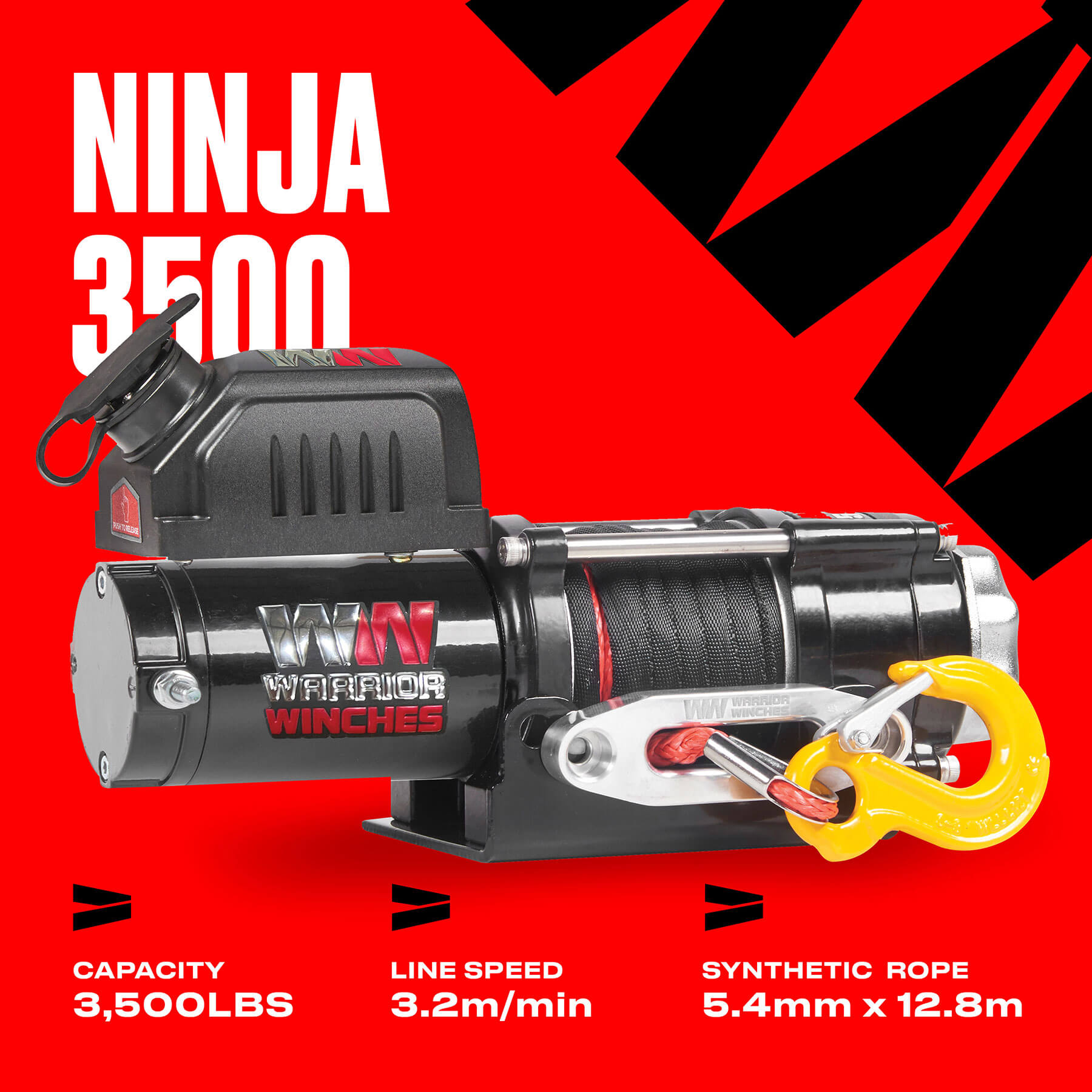 Treuil électrique Ninja 3500 - Corde synthétique 12 V