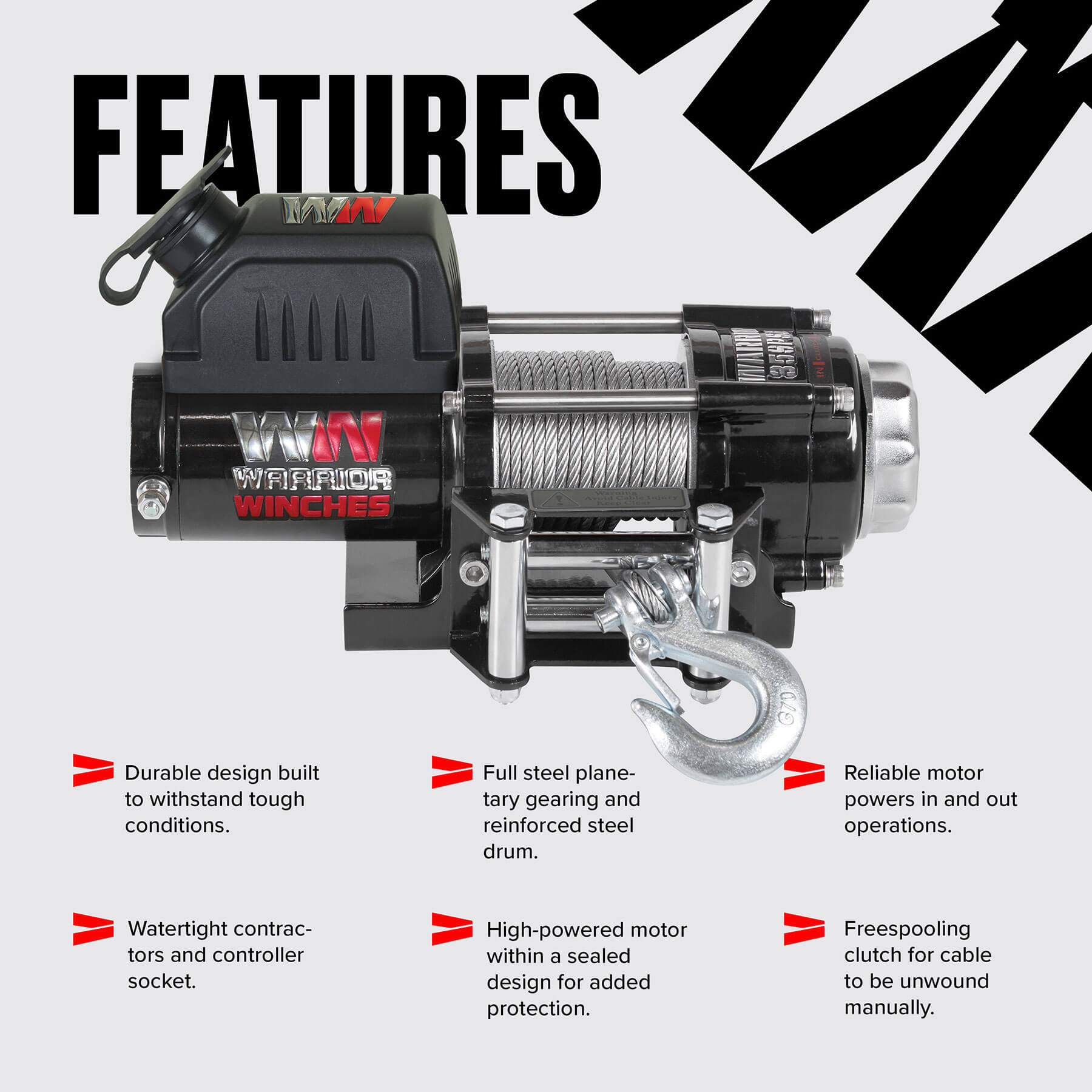 Treuil électrique Ninja 3500 - Câble en acier 12 V