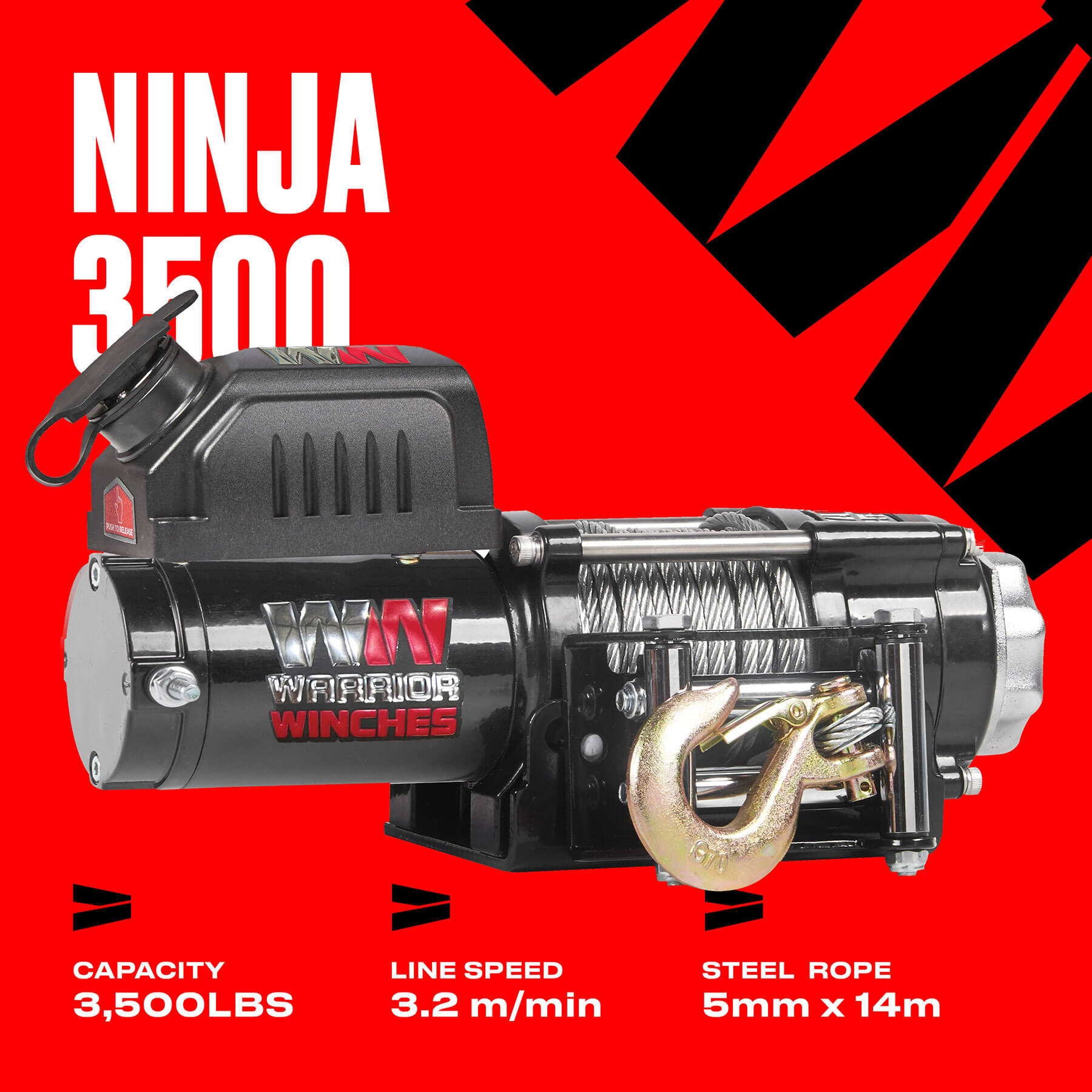 Treuil électrique Ninja 3500 - Câble en acier 12 V