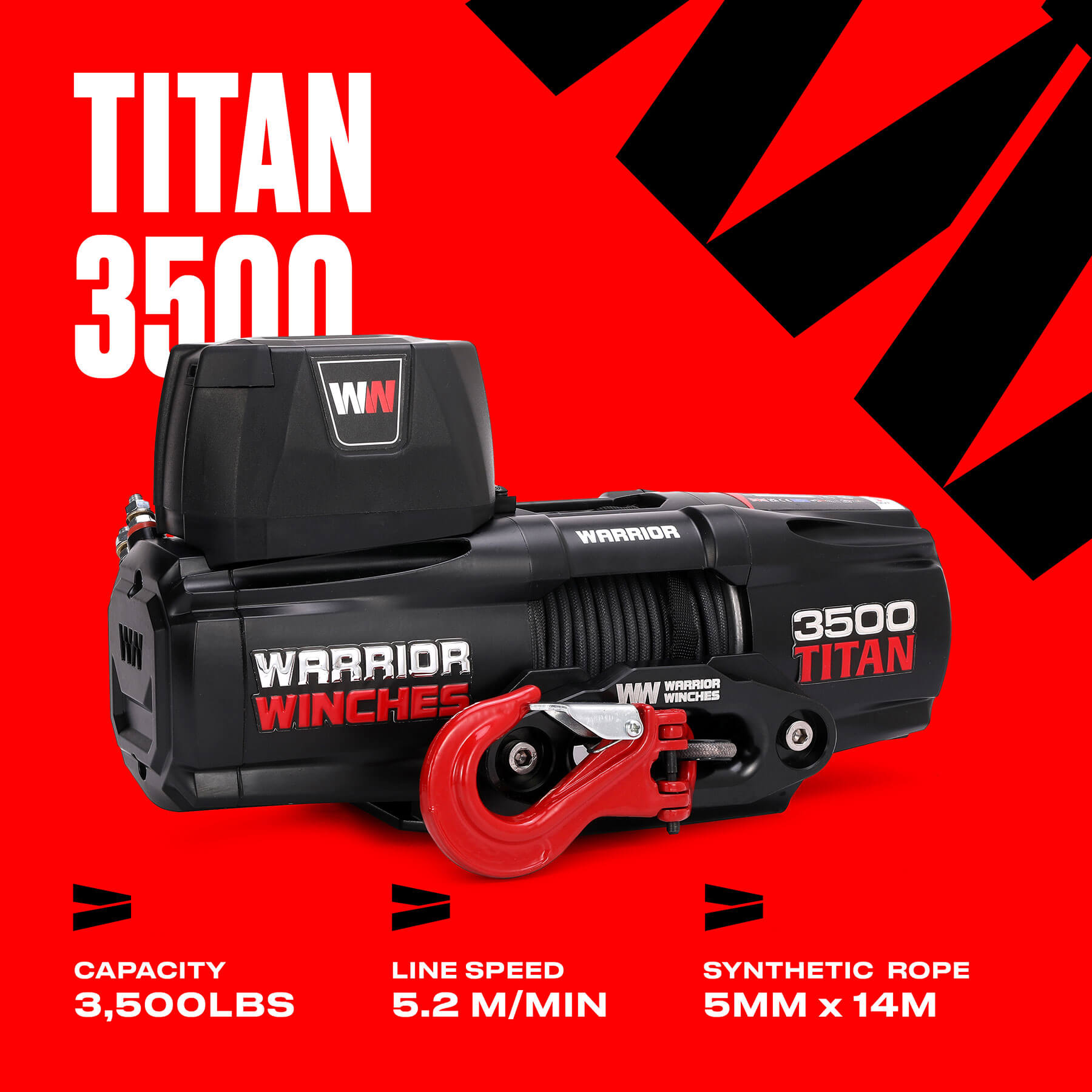 Treuil électrique Titan 3500 - Câble synthétique 12 V