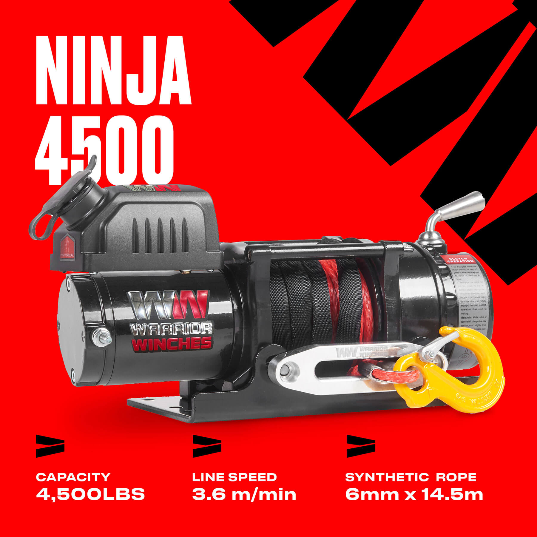 Treuil électrique Ninja 4500 - Corde synthétique 12 V