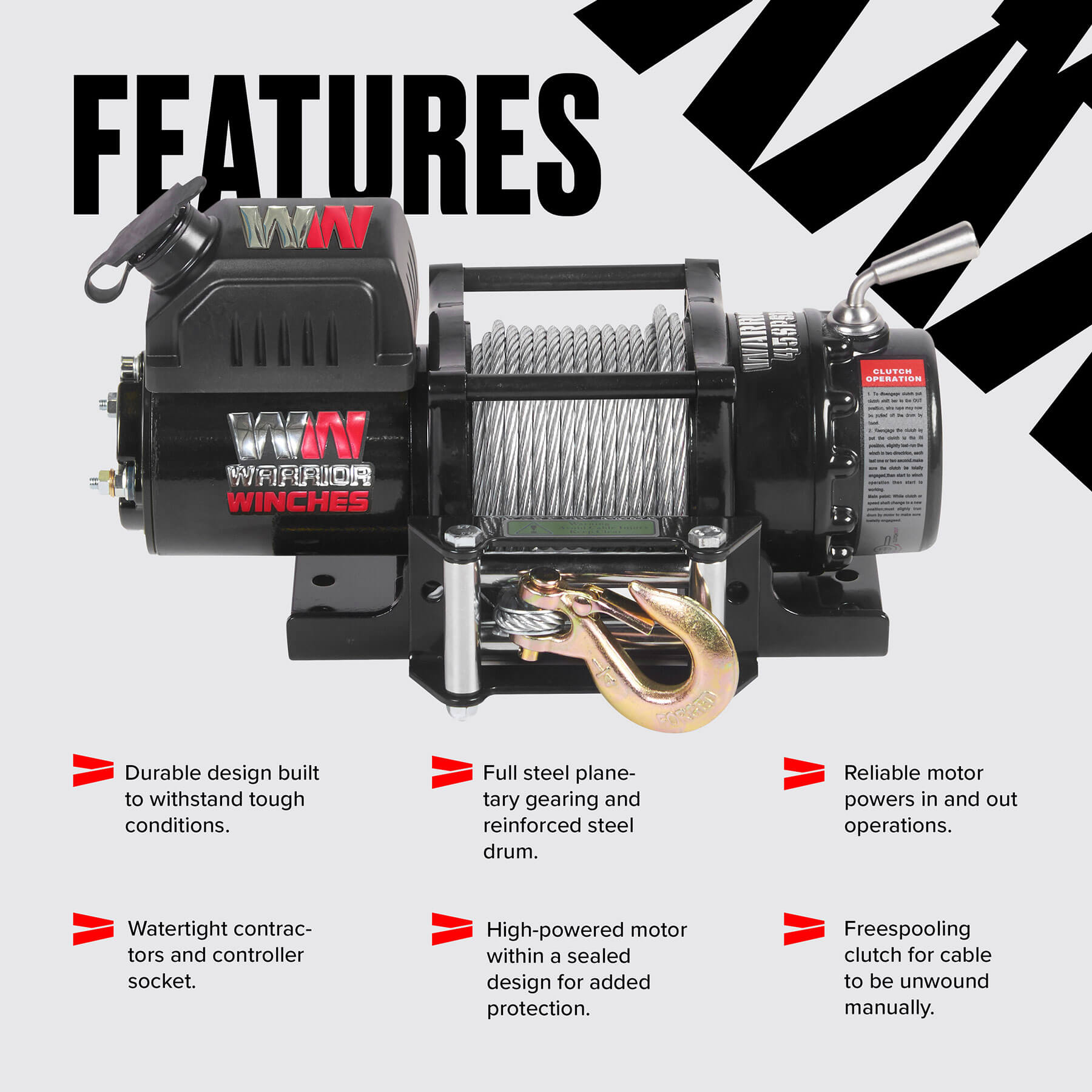 Treuil électrique Ninja 4500 - Câble en acier 12 V