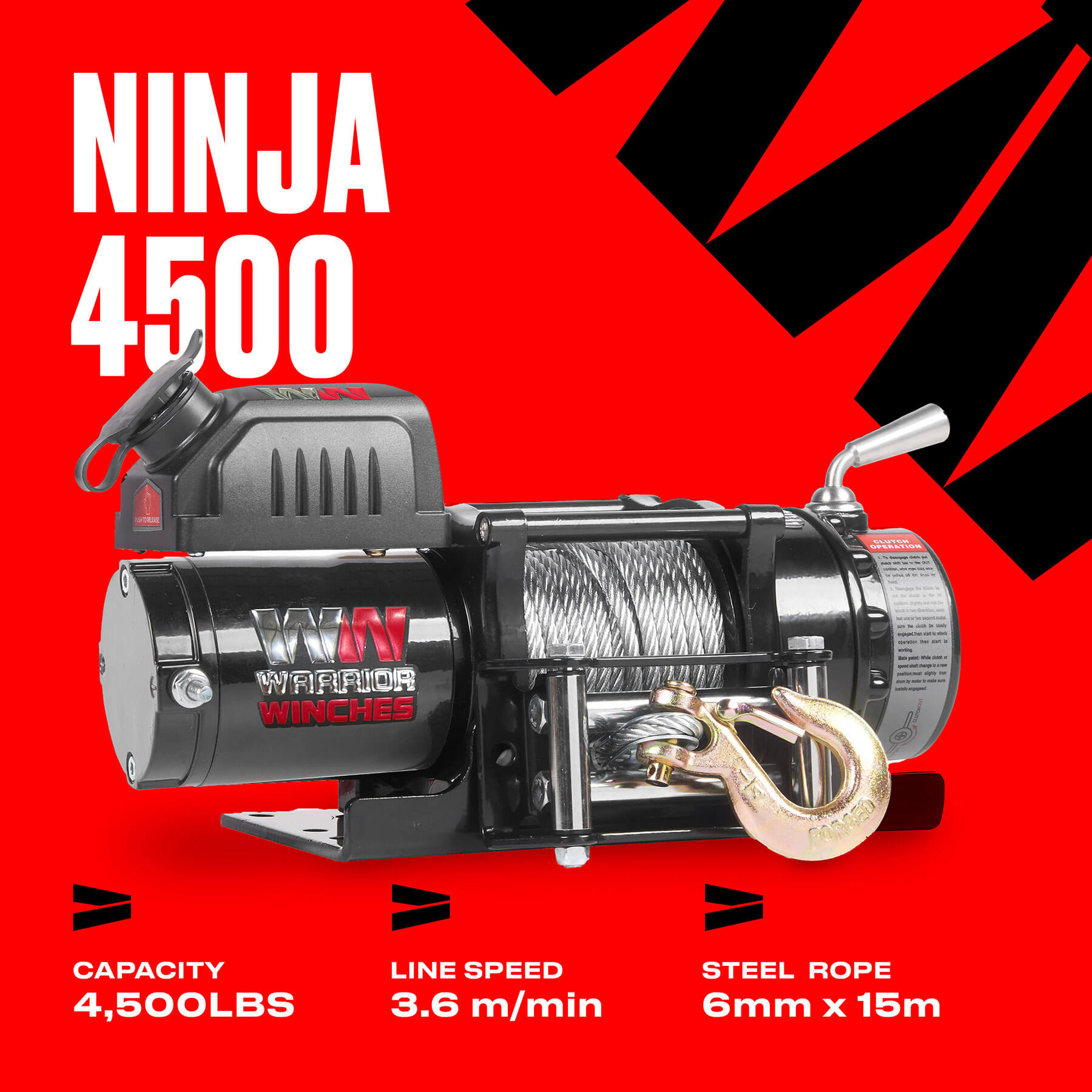 Treuil électrique Ninja 4500 - Câble en acier 12 V