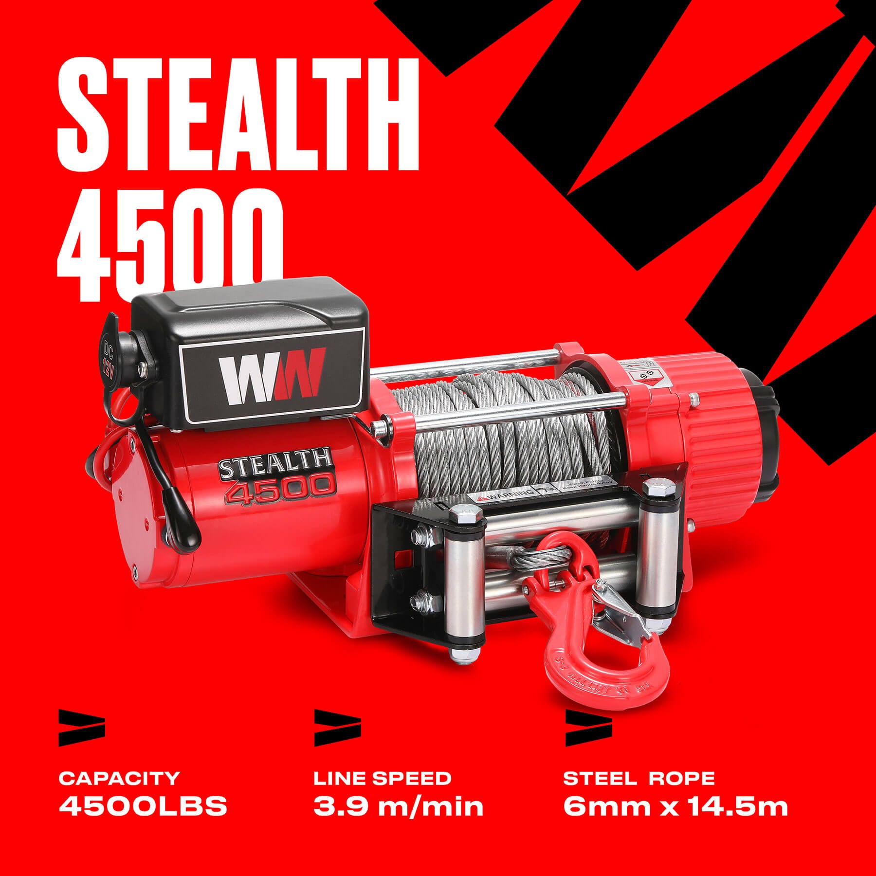Treuil Stealth 4500 lb - Câble en acier 12 V