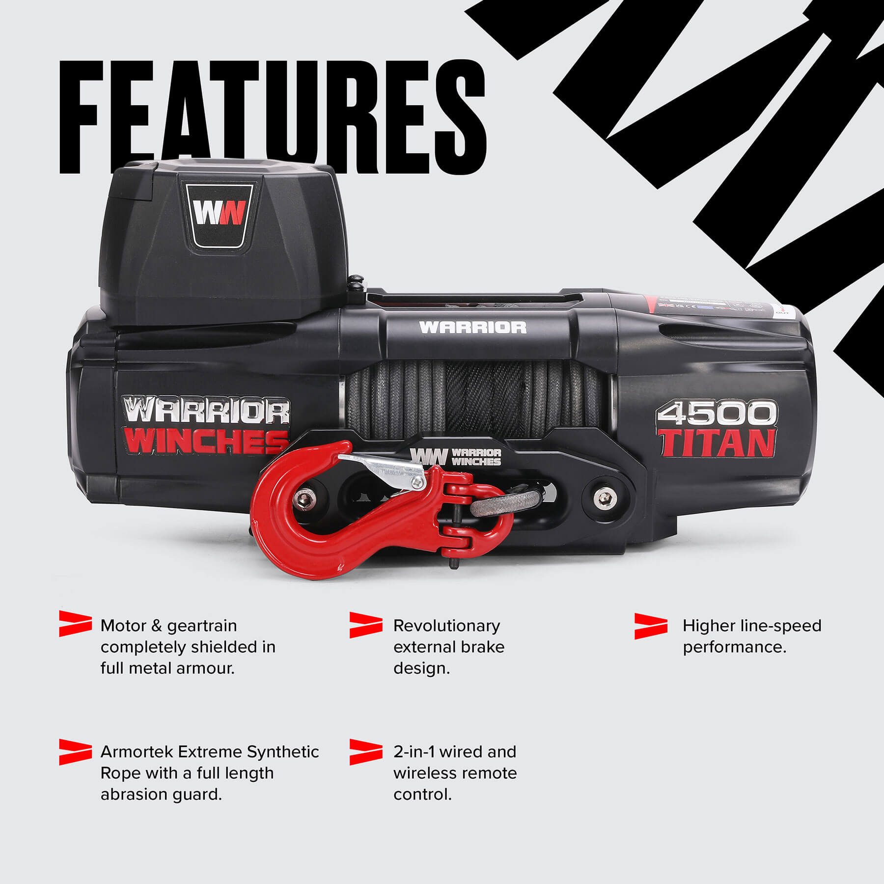 Treuil électrique Titan 4500 - Câble synthétique 12 V