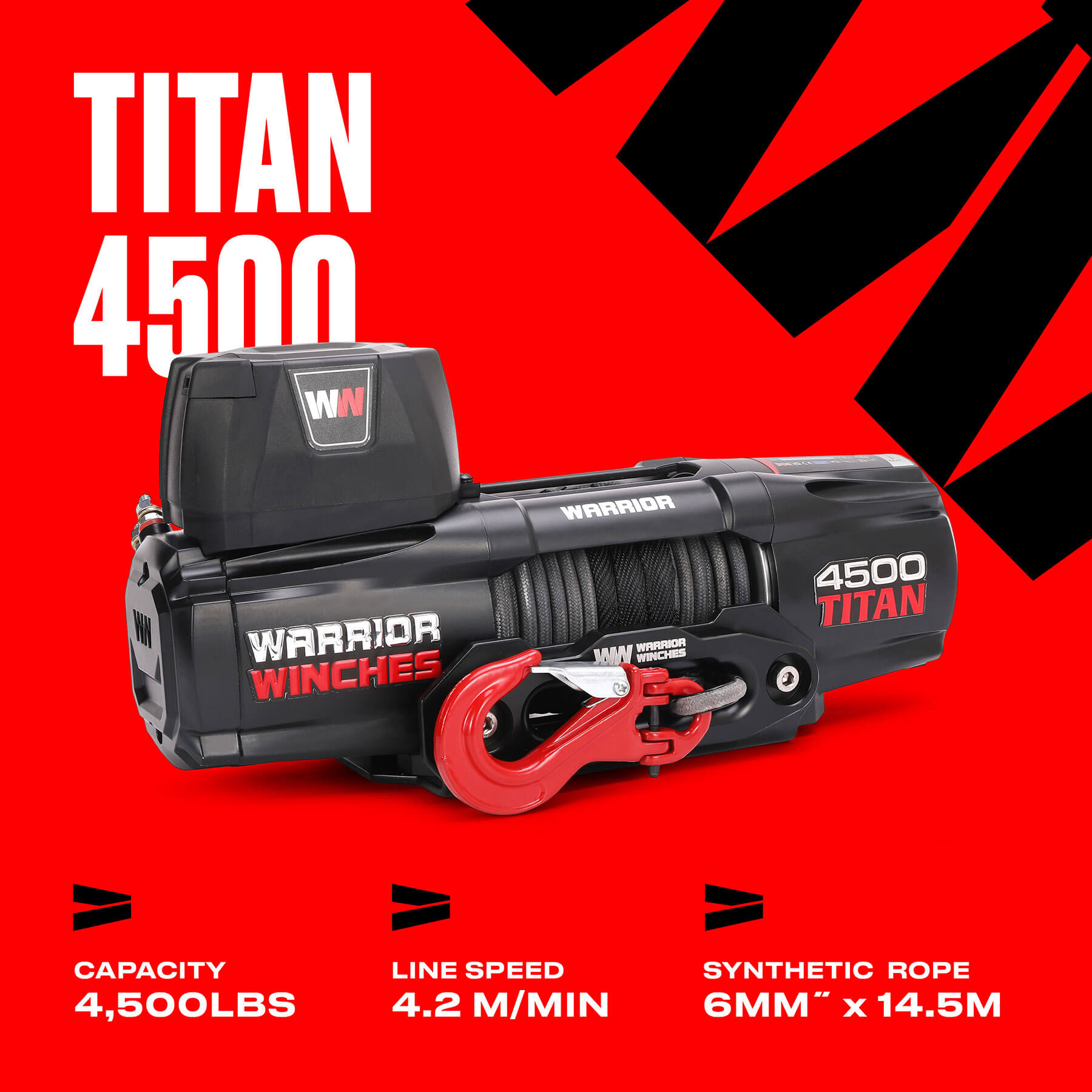Treuil électrique Titan 4500 - Câble synthétique 12 V