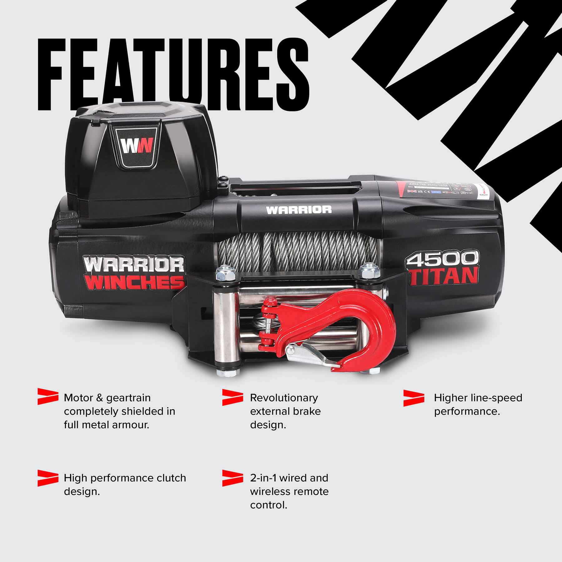 Treuil électrique Titan 4500 - Câble en acier 12 V