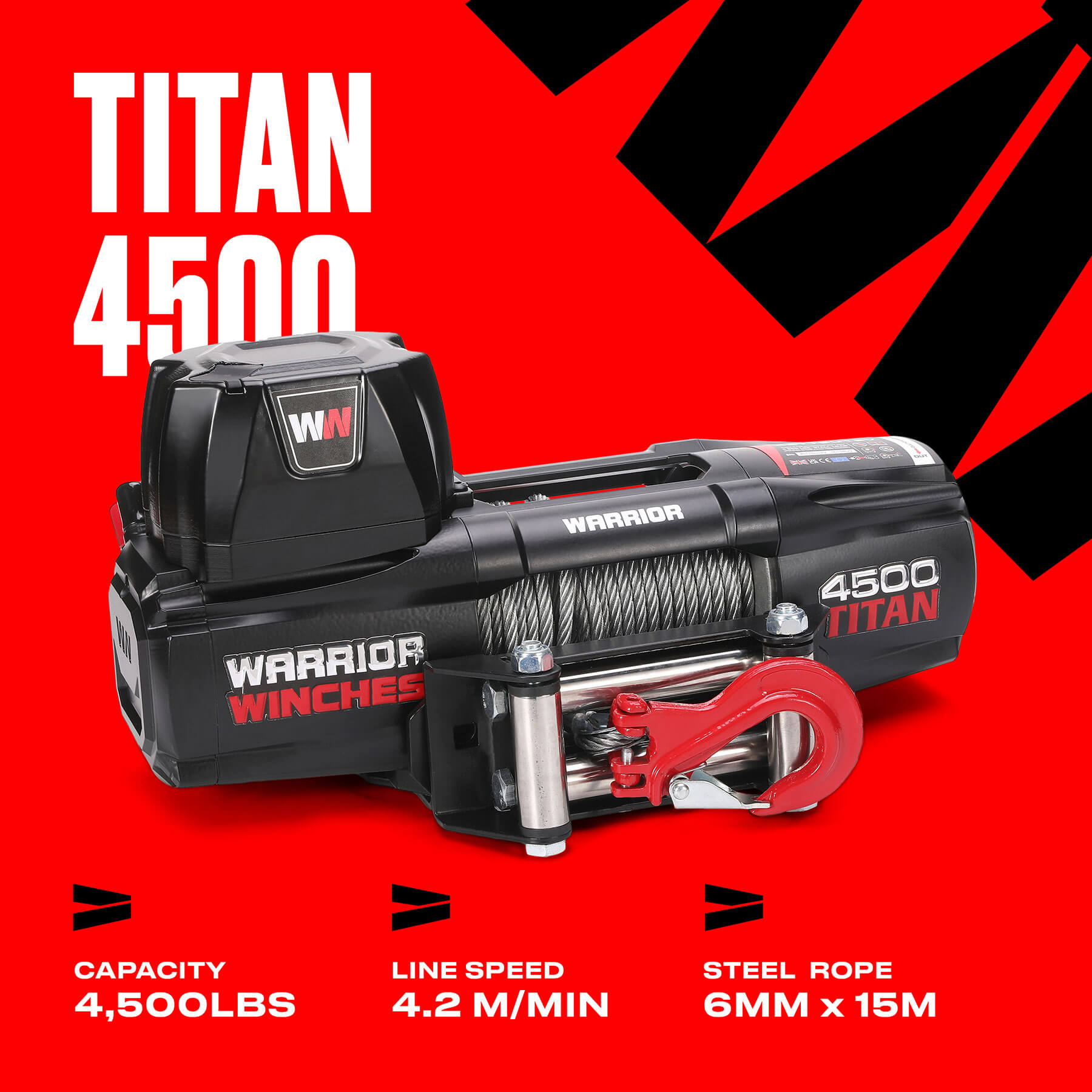 Treuil électrique Titan 4500 - Câble en acier 12 V