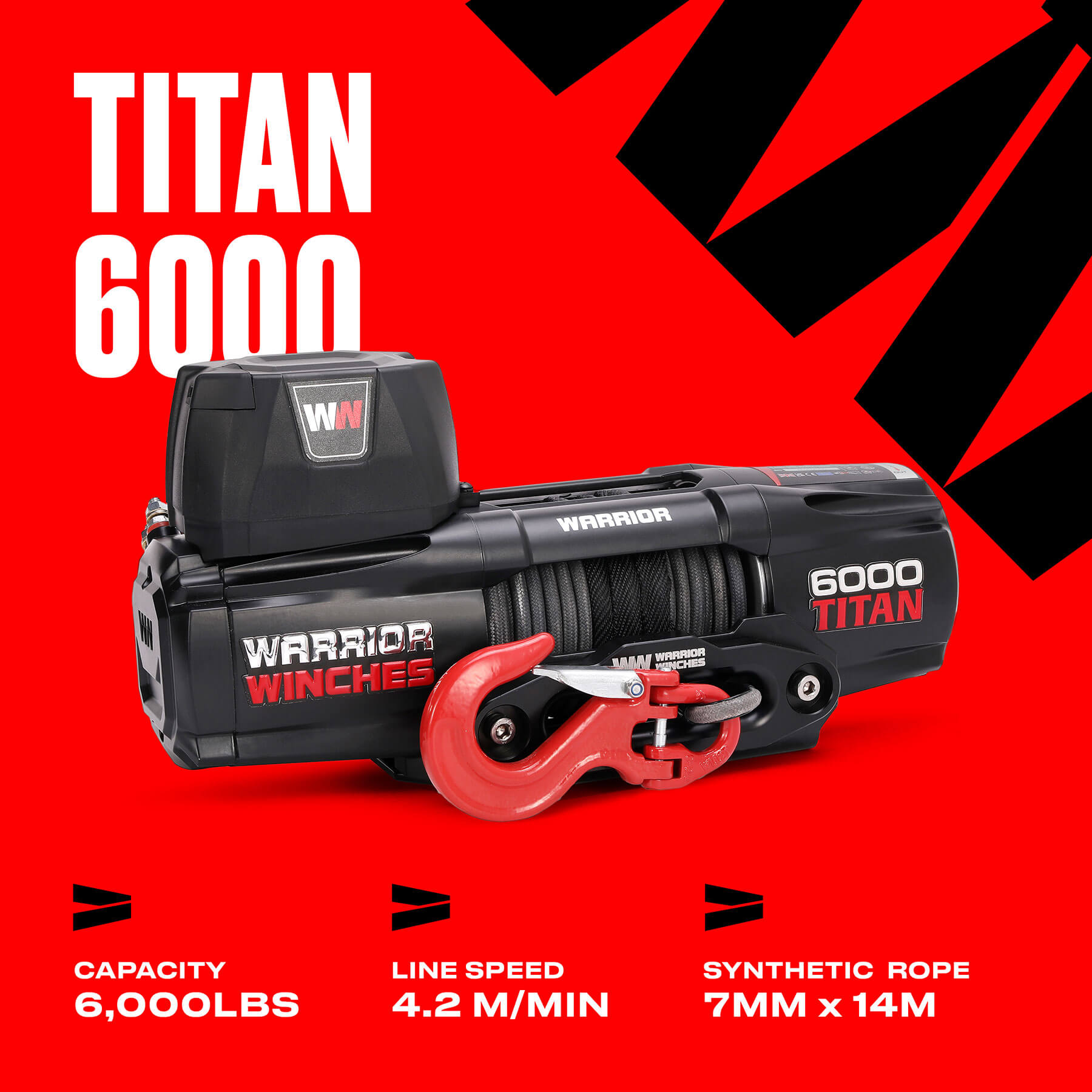 Treuil électrique Titan 6000 lb - Corde synthétique 12 V