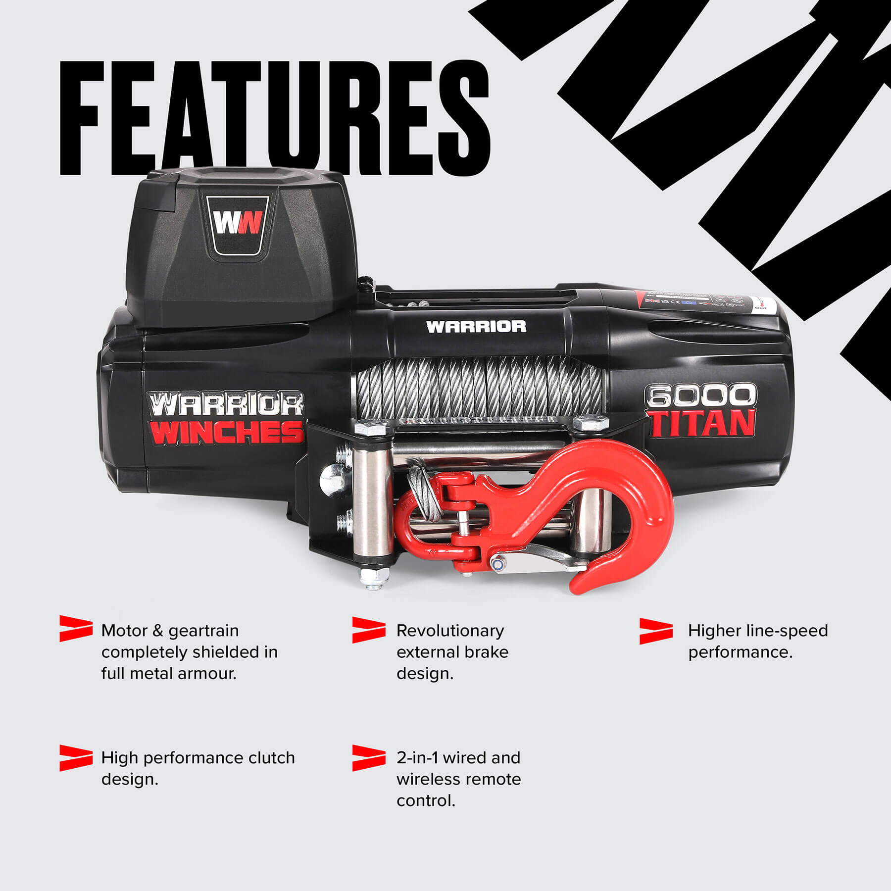 Treuil électrique Titan 6000 lb - Câble en acier 12 V