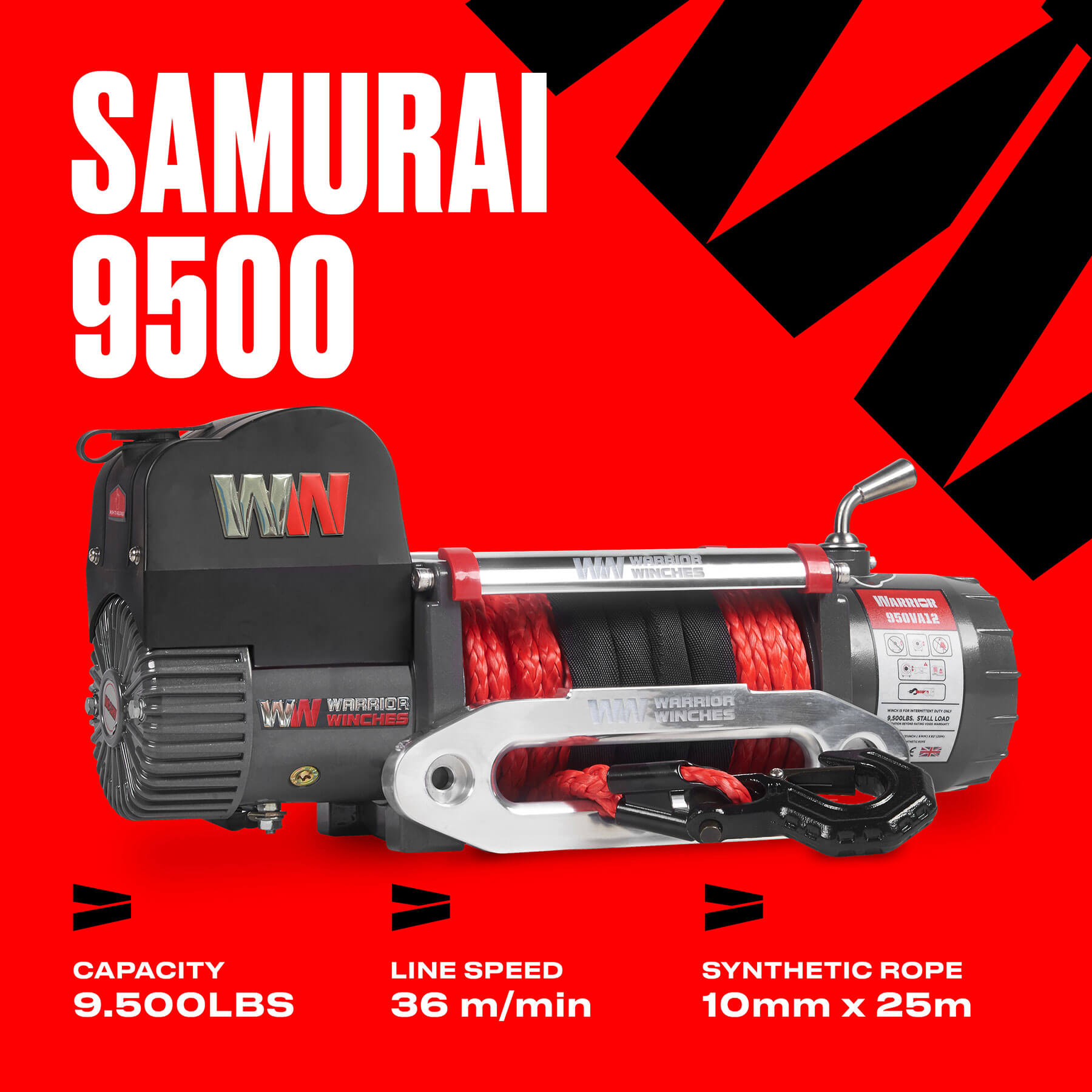 Treuil électrique Samurai 9500 - Corde synthétique 12 V