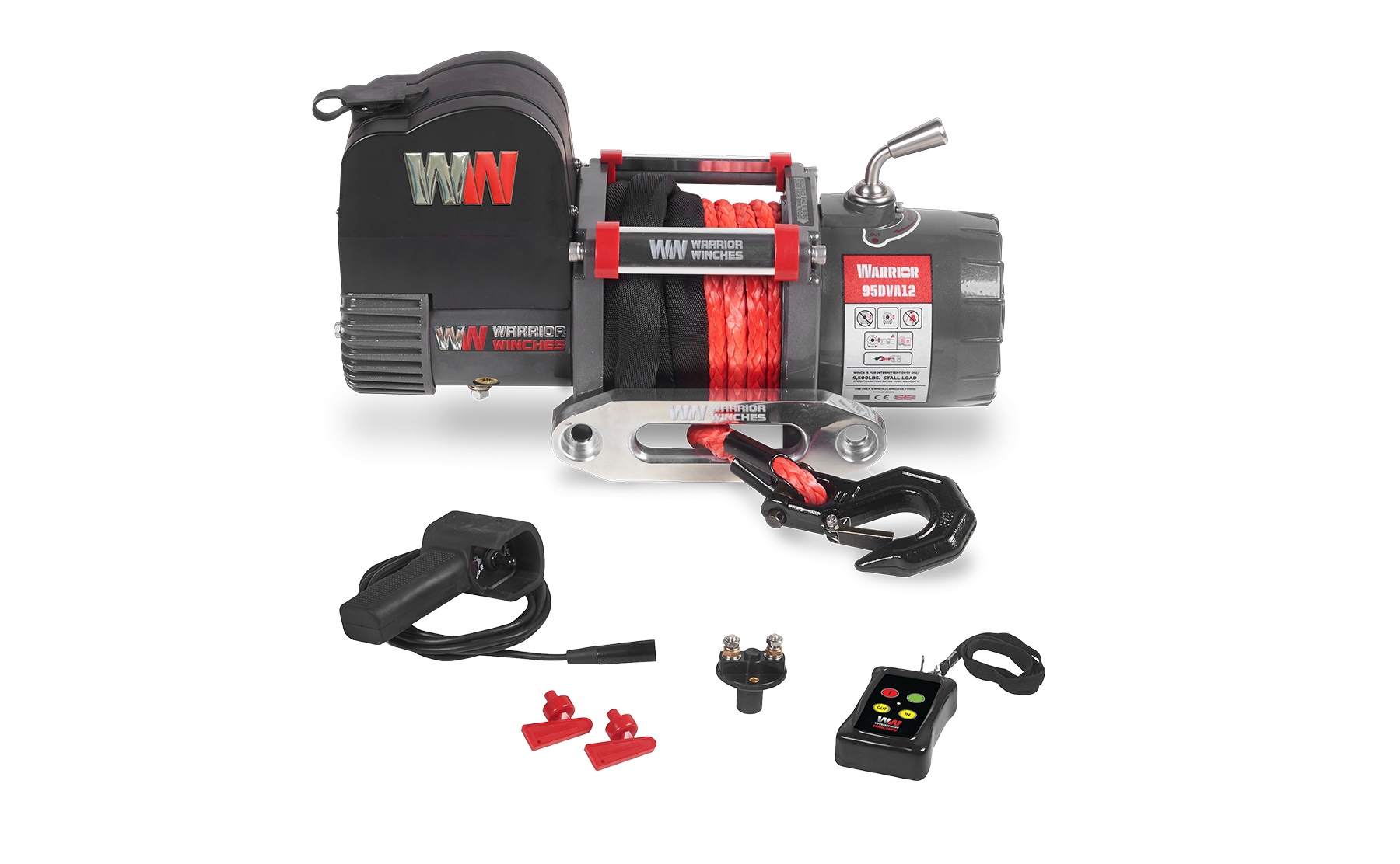 Treuil à tambour court Samurai 9500 - Corde synthétique 12 V